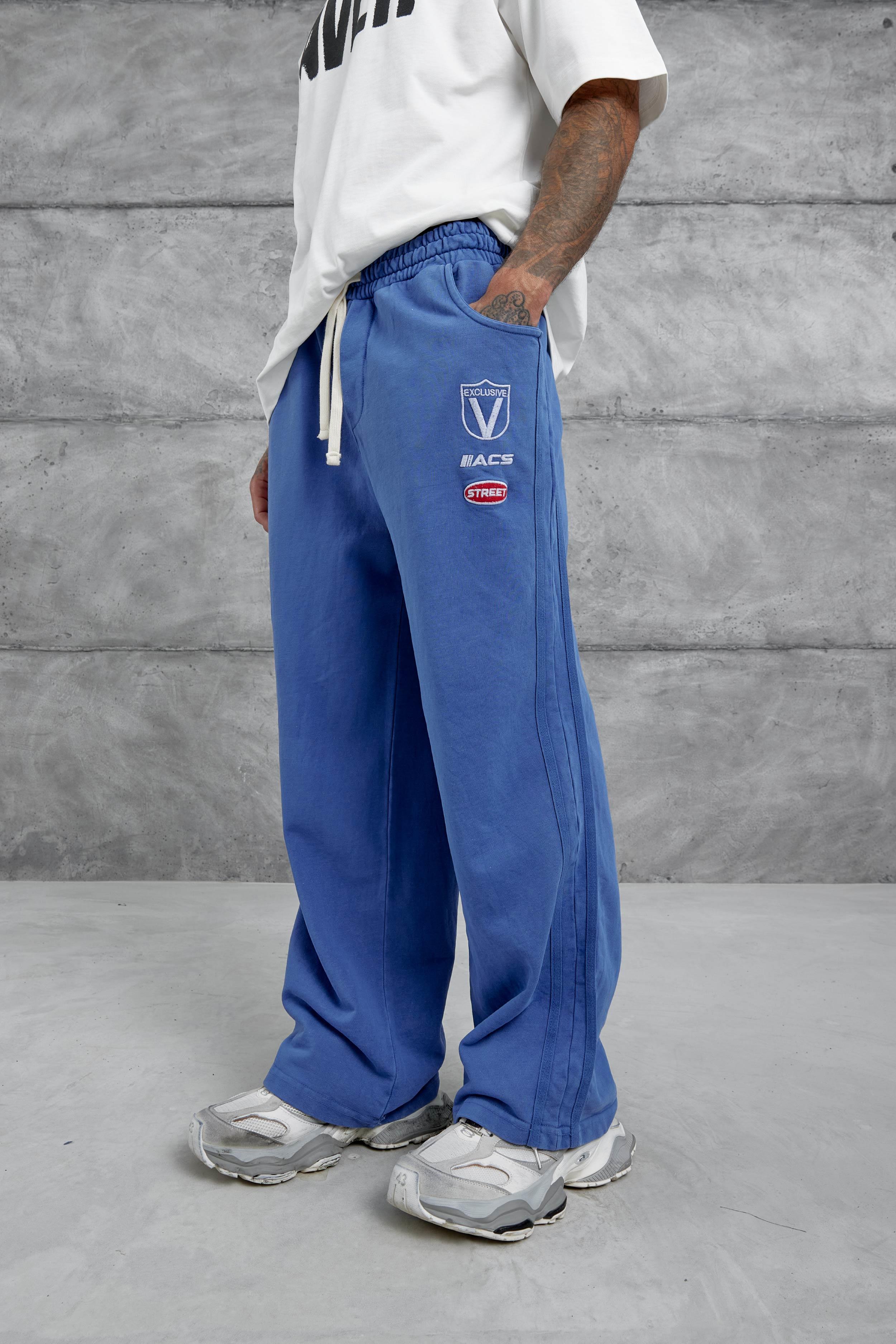 Mavi Acs Street Yazılı Yıkamalı Baggy Eşofman Altı