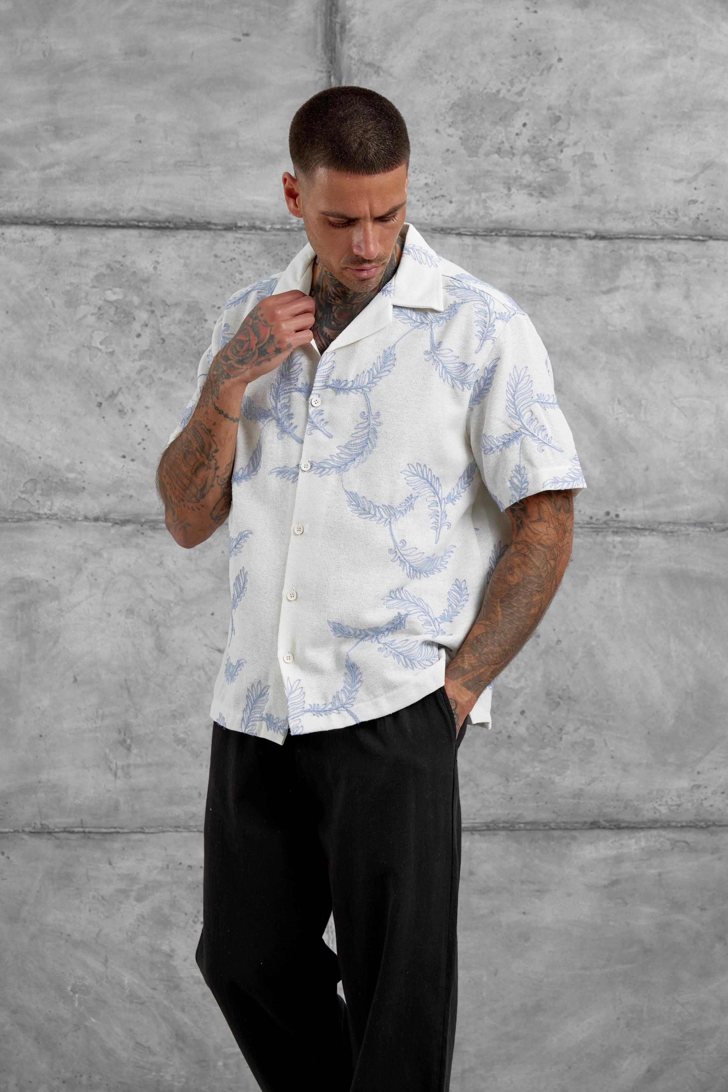 Mavi Desenli Oversize Gömlek · 2