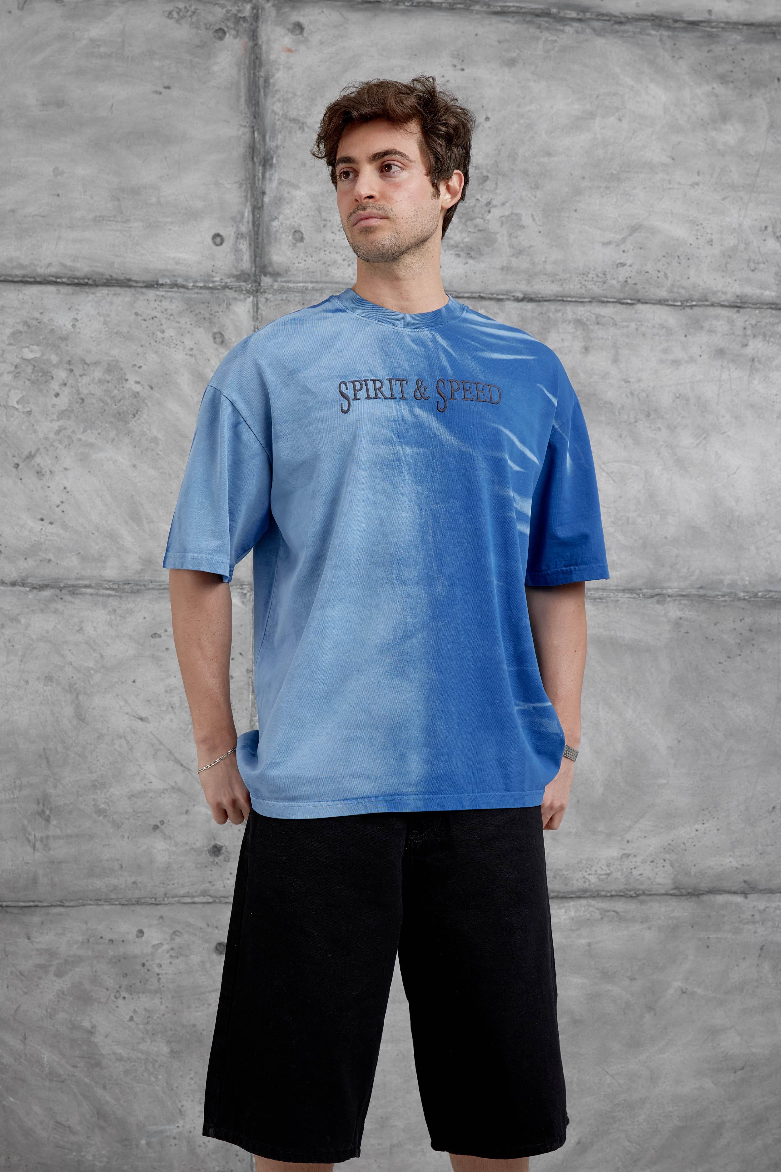 Mavi Spirit&Speed Yazılı Yıkamalı Oversize Tshirt · 4