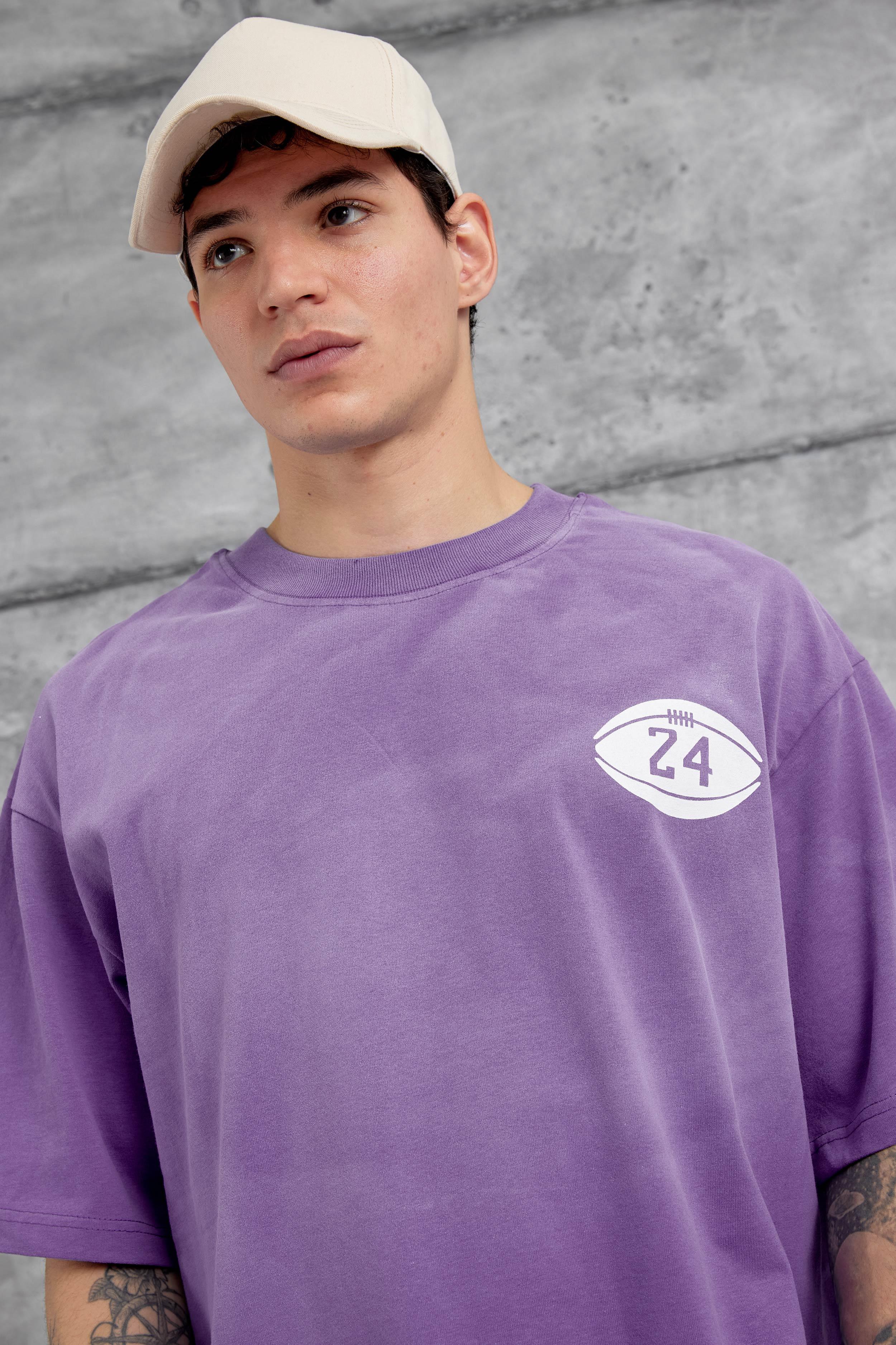 Mor Canfield Card Yazılı Oversize Tshirt · 2
