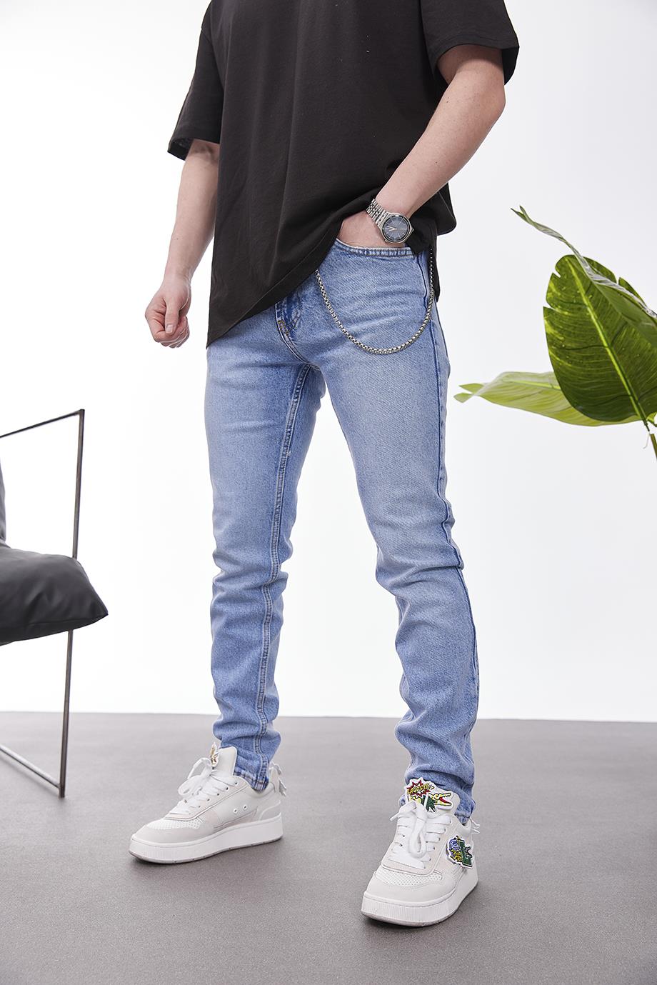 Nomarc 6119 Slim Zincirli Buz Mavisi Jean