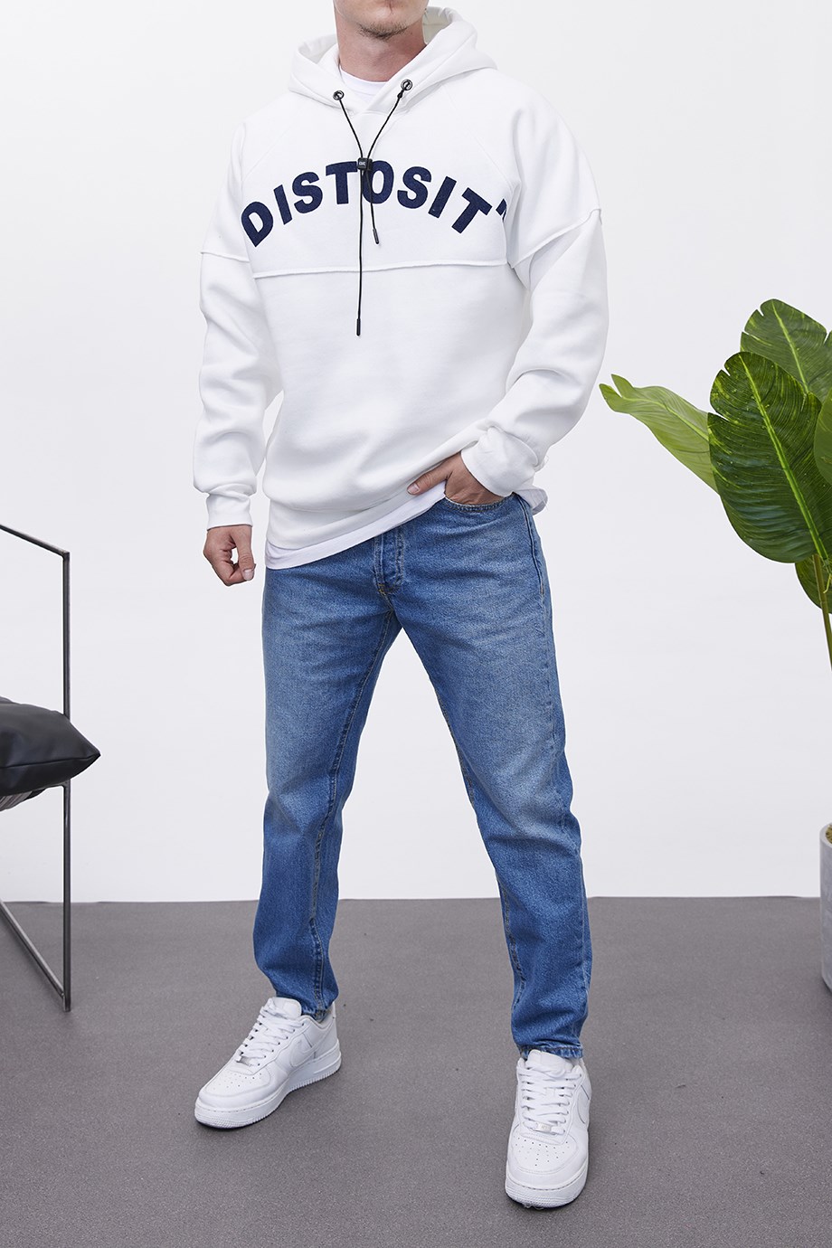 Nomarc Distosit Beyaz Kapüşonlu Sweatshirt