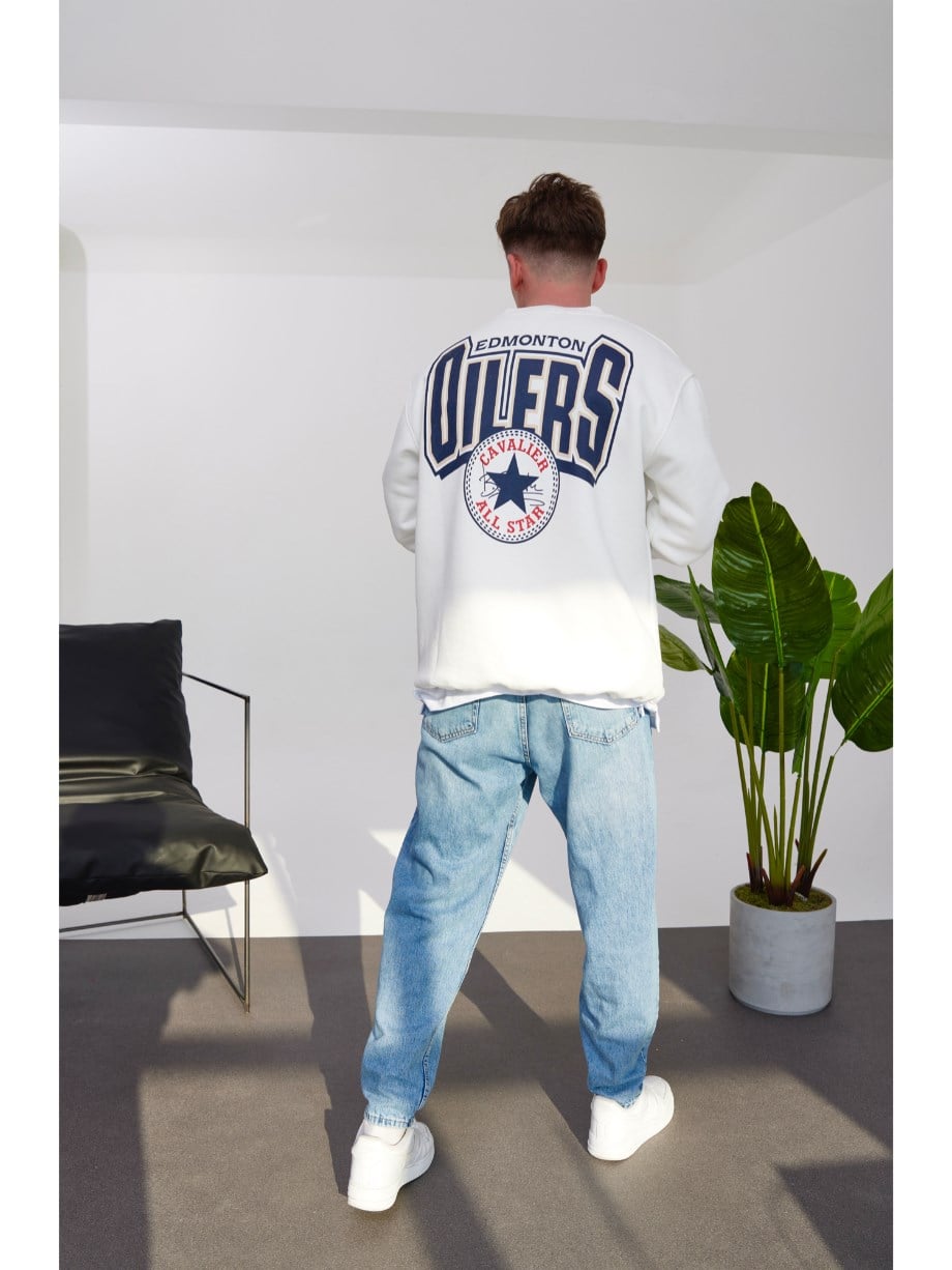 Nomarc Oilers Basic Beyaz Sweatshirt