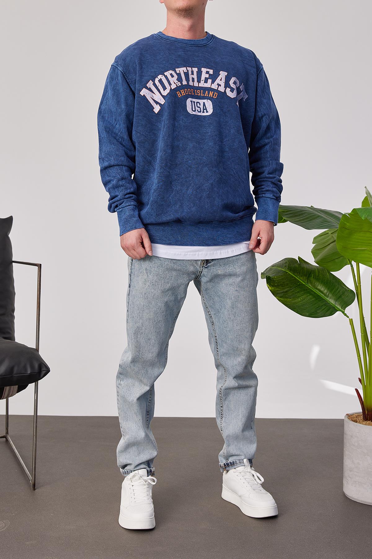 Northeast Yıkamalı Mavi Sweatshirt · 3