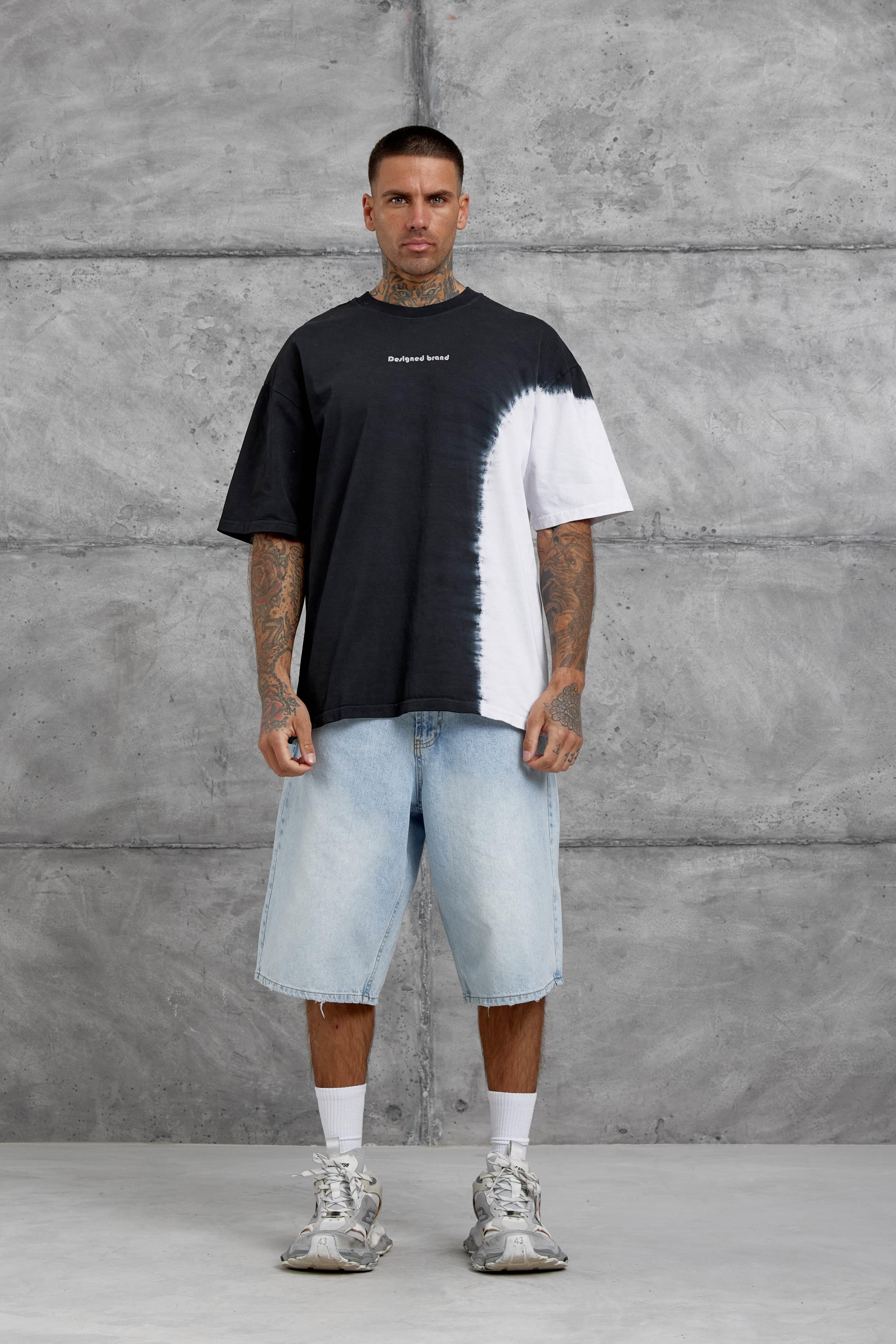 Siyah Desinged Brand Yazılı Oversize Tshirt · 2