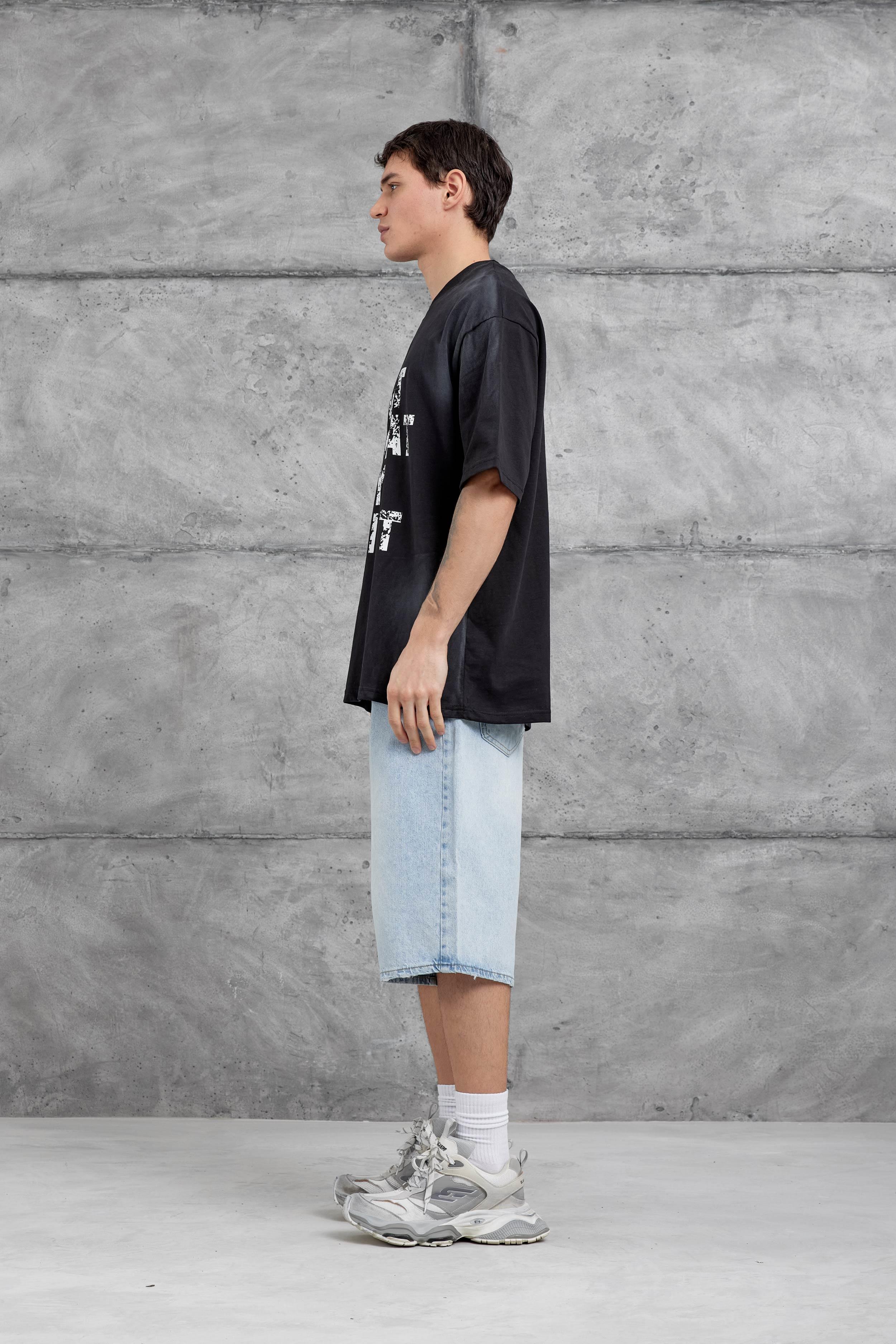 Siyah Dont Look At My Tshirt Yazılı Oversize Tshirt · 4