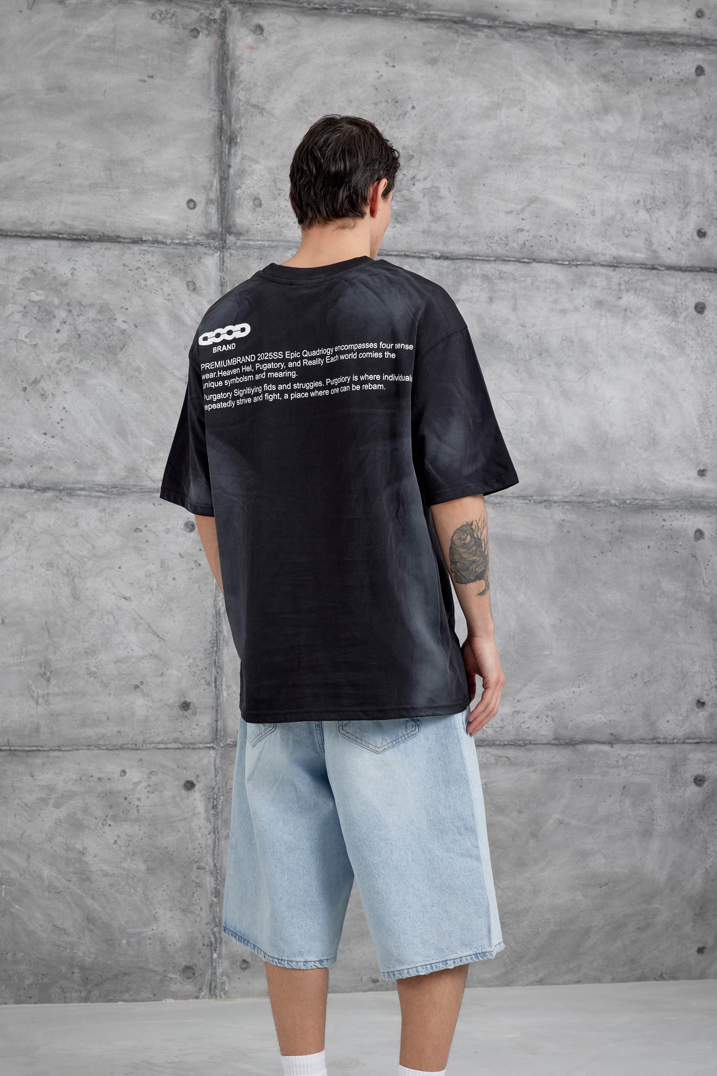 Siyah Good Yazılı Oversize Tshirt
