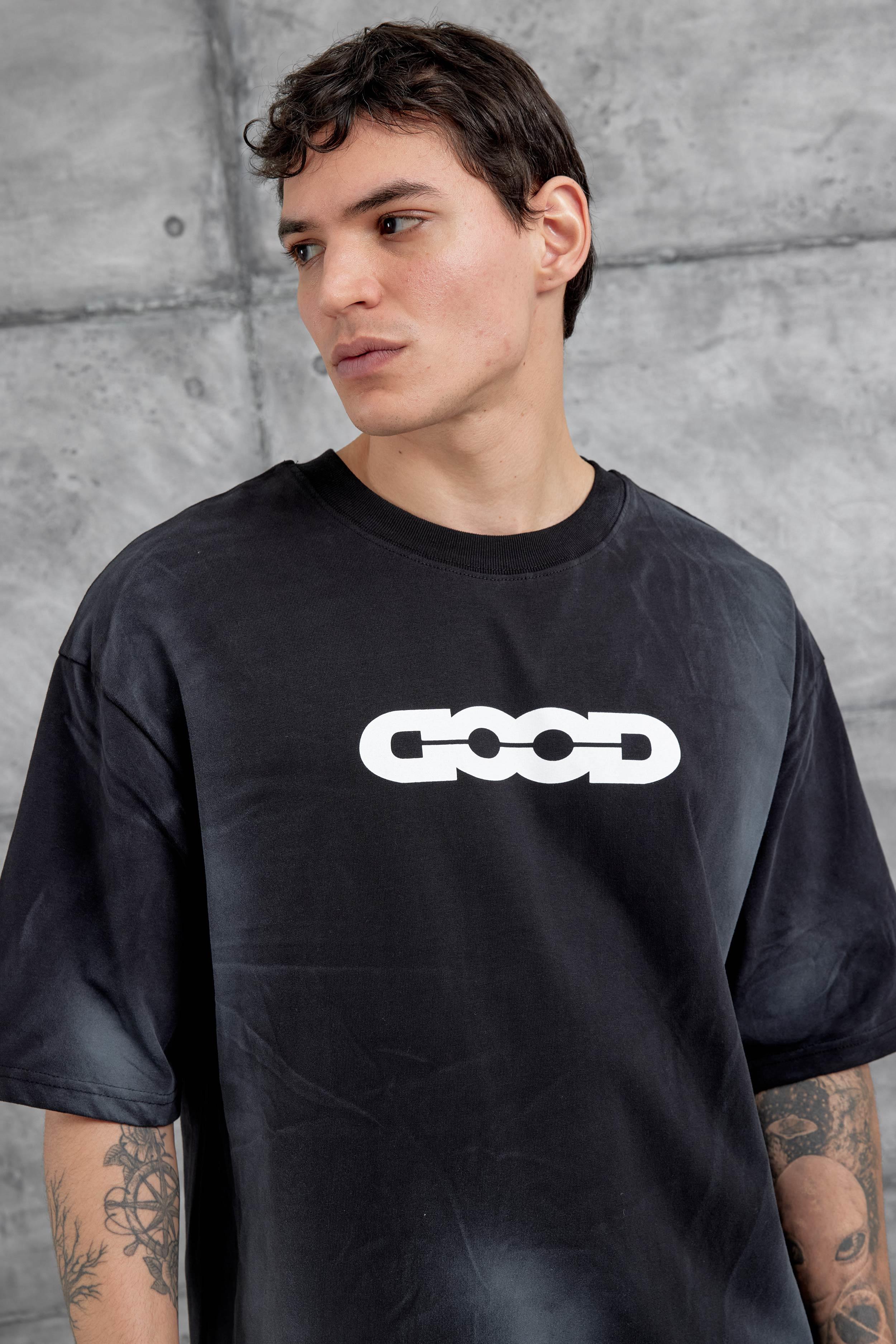 Siyah Good Yazılı Oversize Tshirt · 2