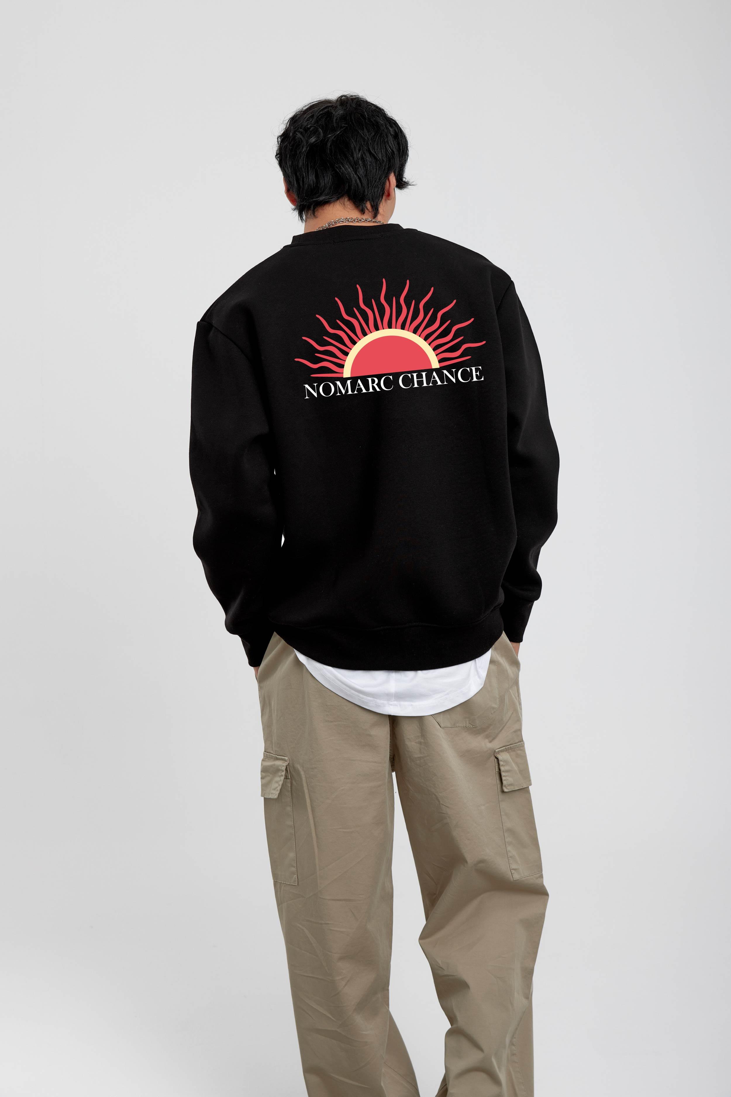 Siyah Güneş Baskılı Sweatshirt