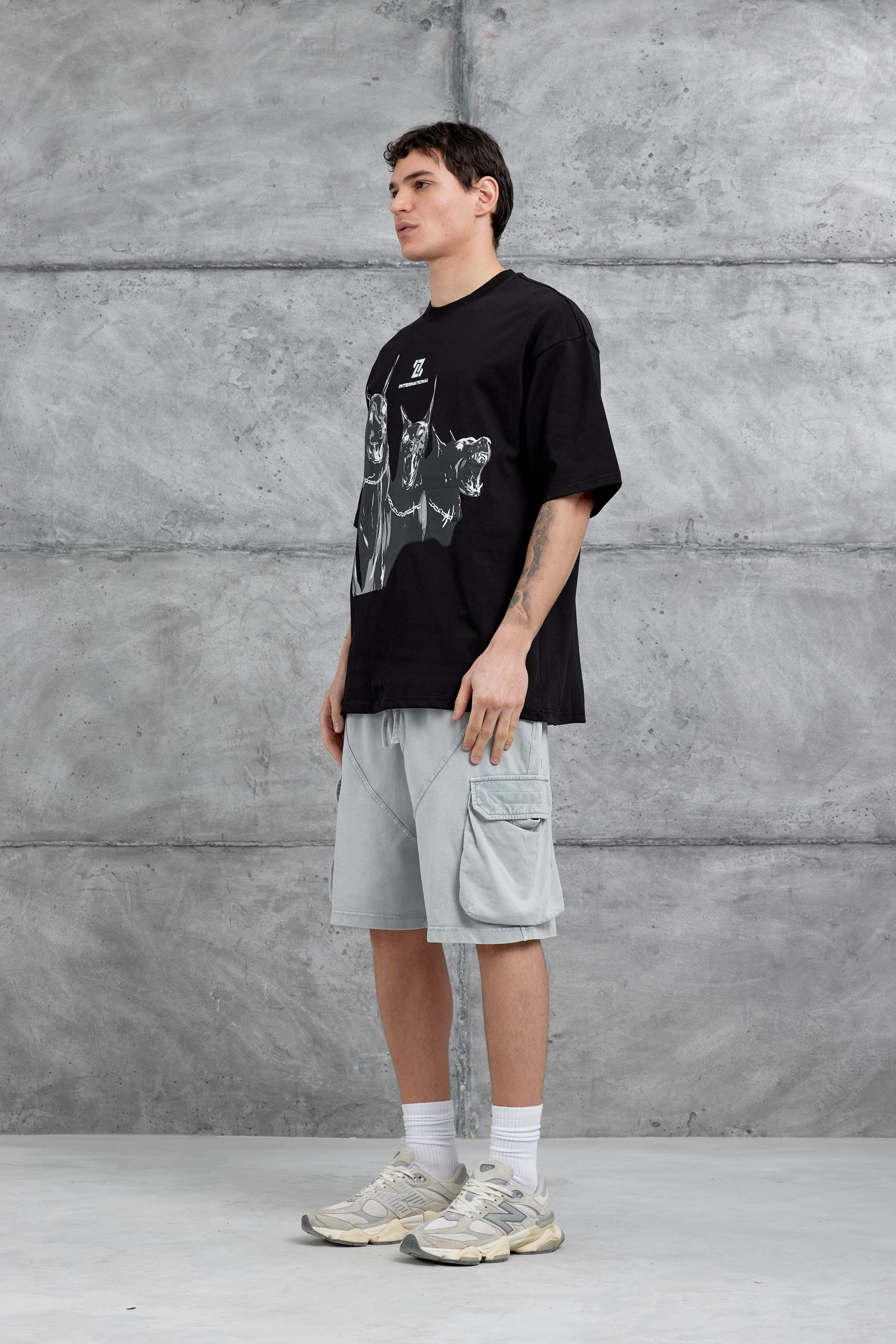 Siyah International Yazılı Resimli Oversize Tshirt · 6