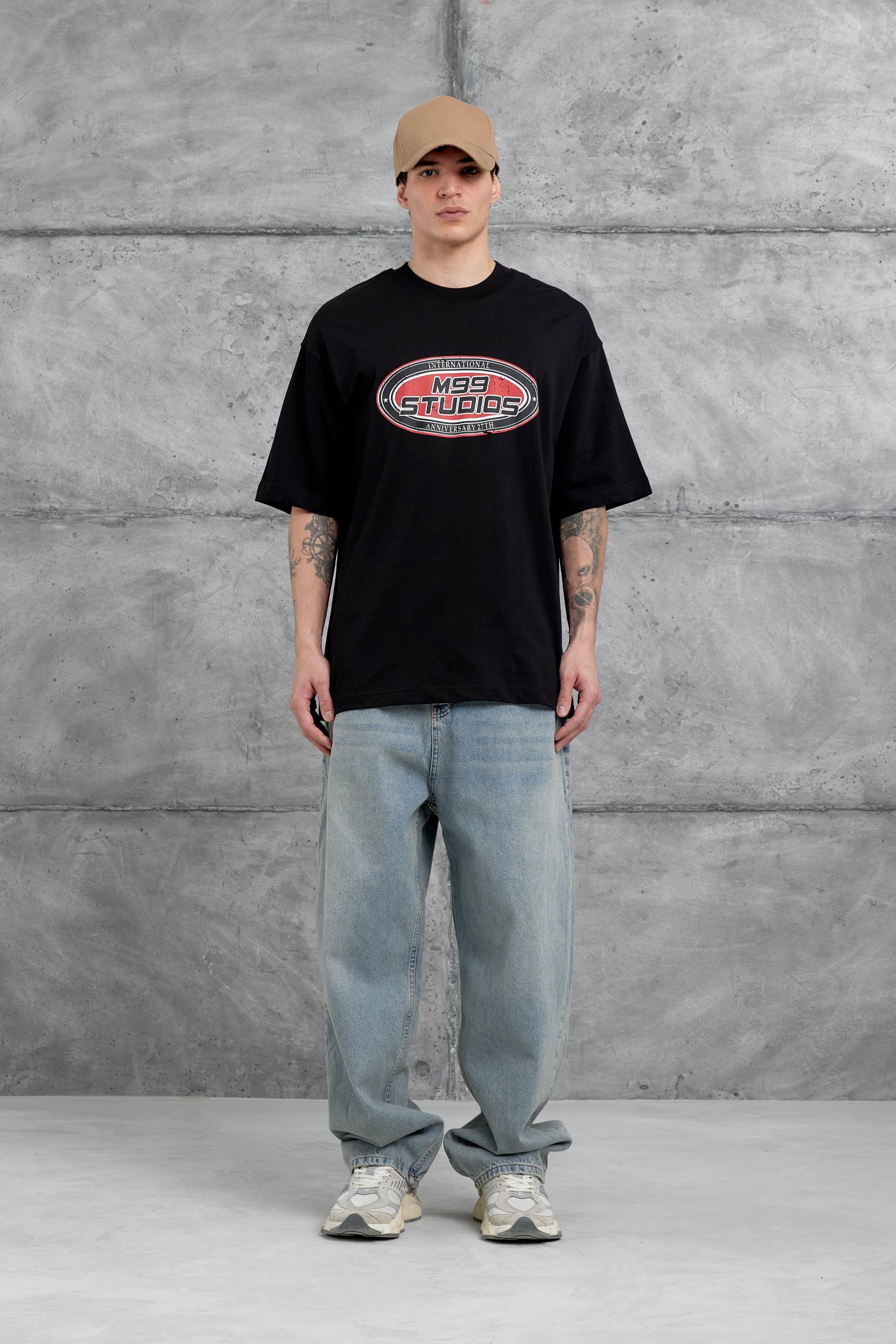 Siyah M99 Studio Yazılı Oversize Tshirt · 3