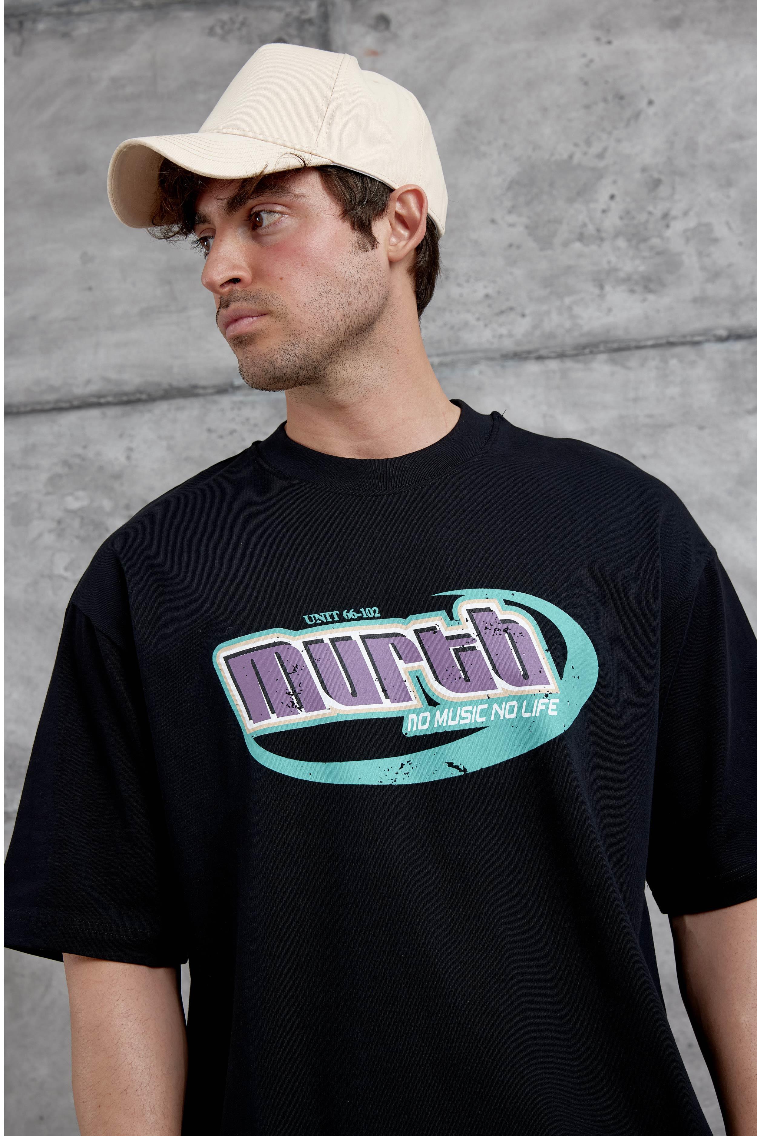 Siyah Murth Baskılı Oversize Tshirt · 2