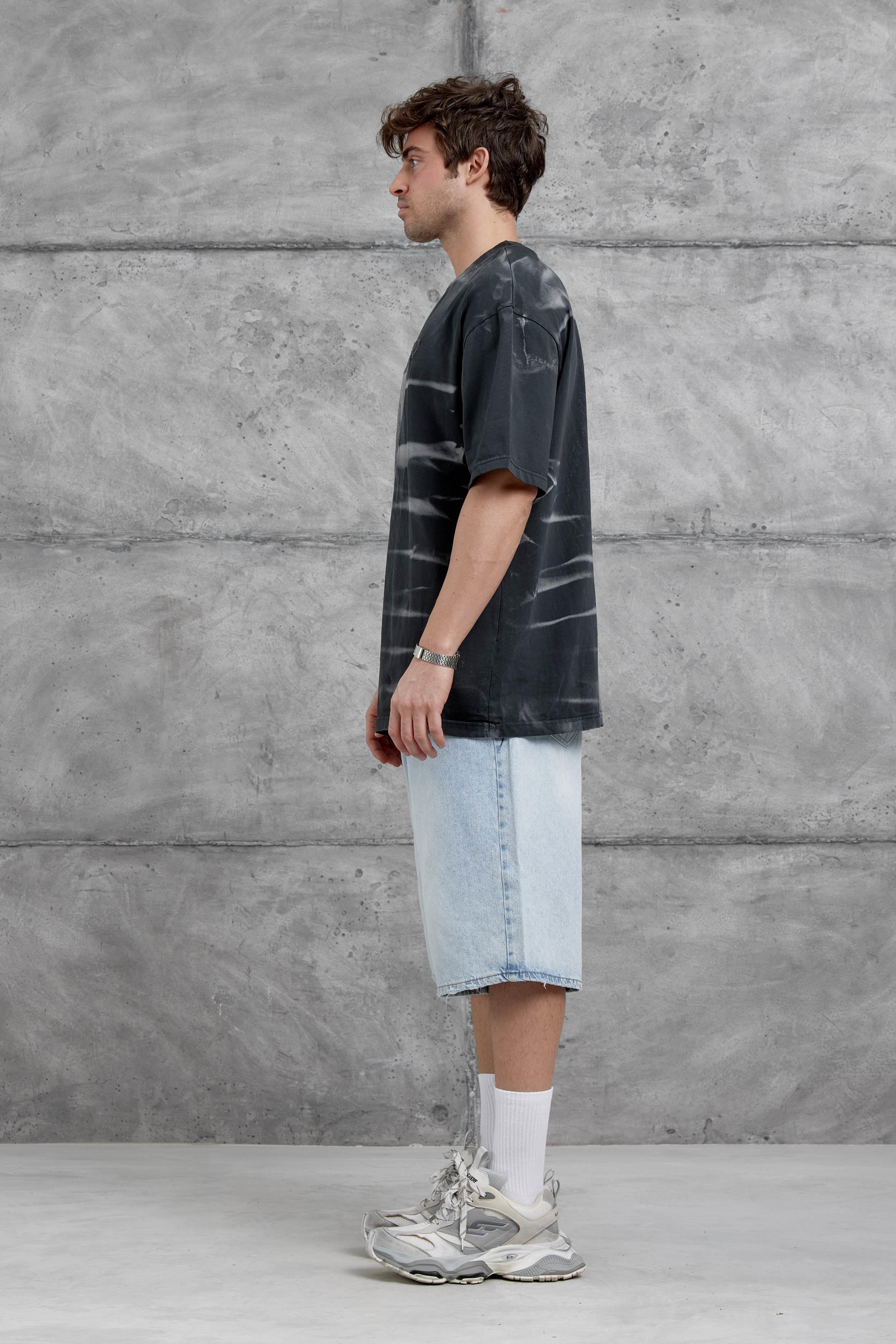 Siyah Spirit&Speed Yazılı Yıkamalı Oversize Tshirt · 5