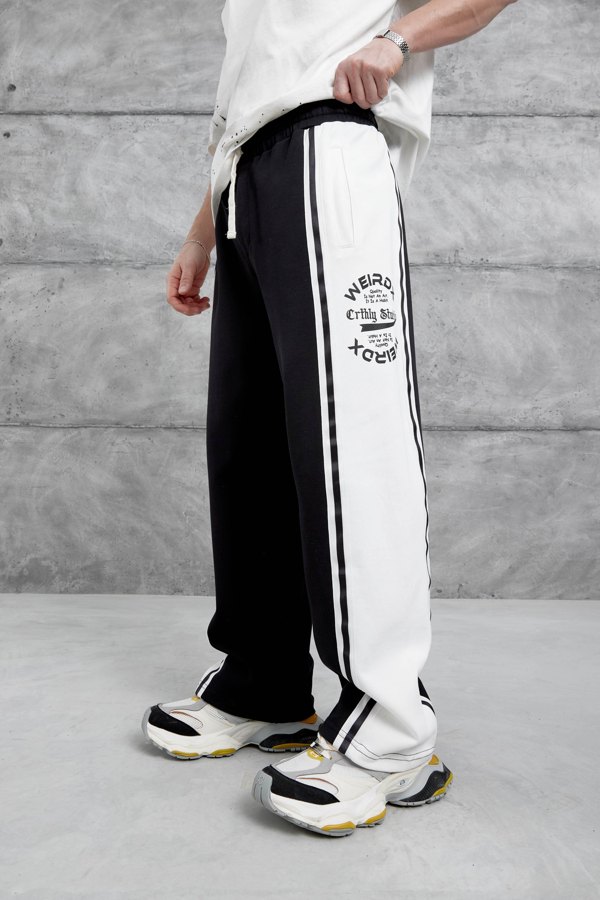 Siyah Weirdx Yazılı Baggy Eşofman