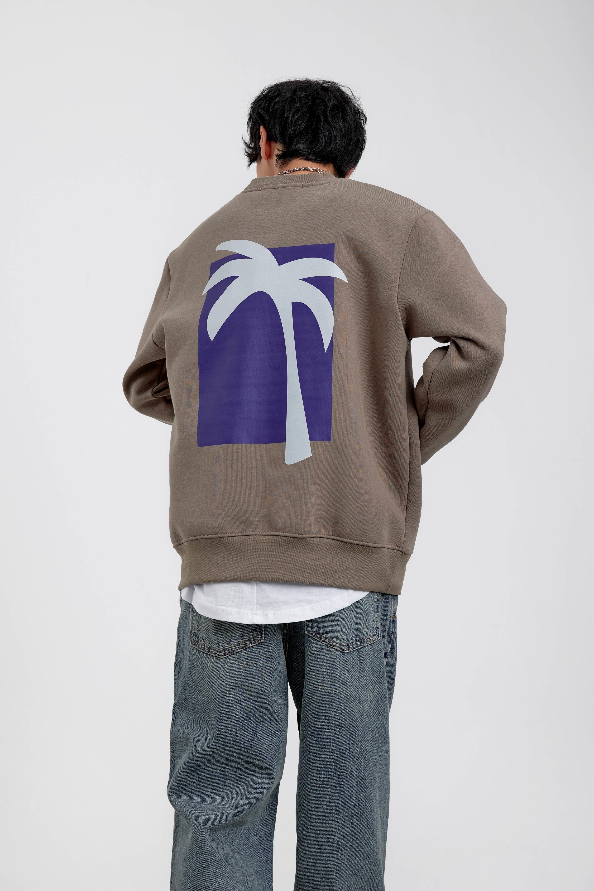 Vizon Holiday Palmiye Baskılı Sweatshirt