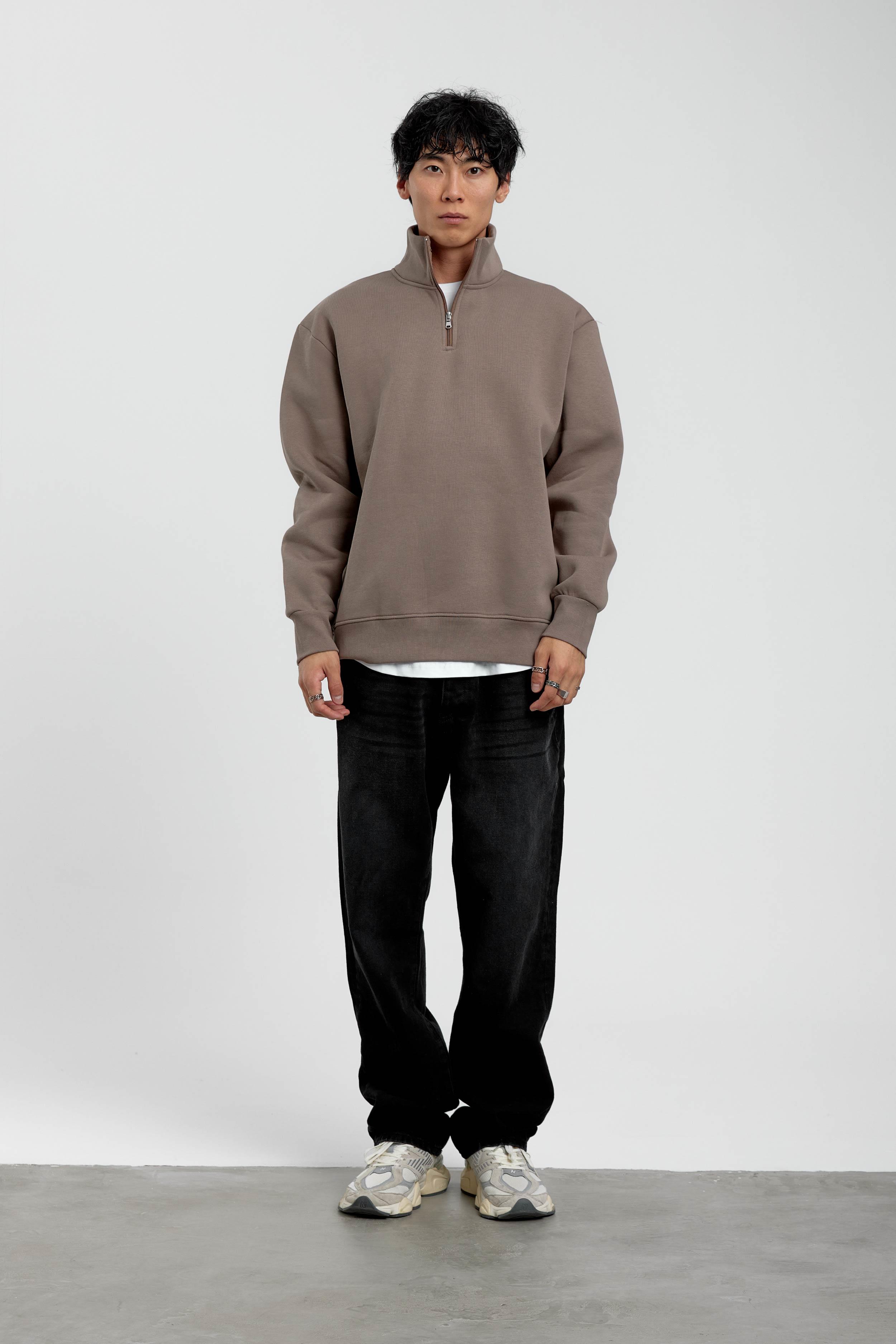 Vizon Yakası Fermuarlı Basic Şardonlu Sweatshirt · 7