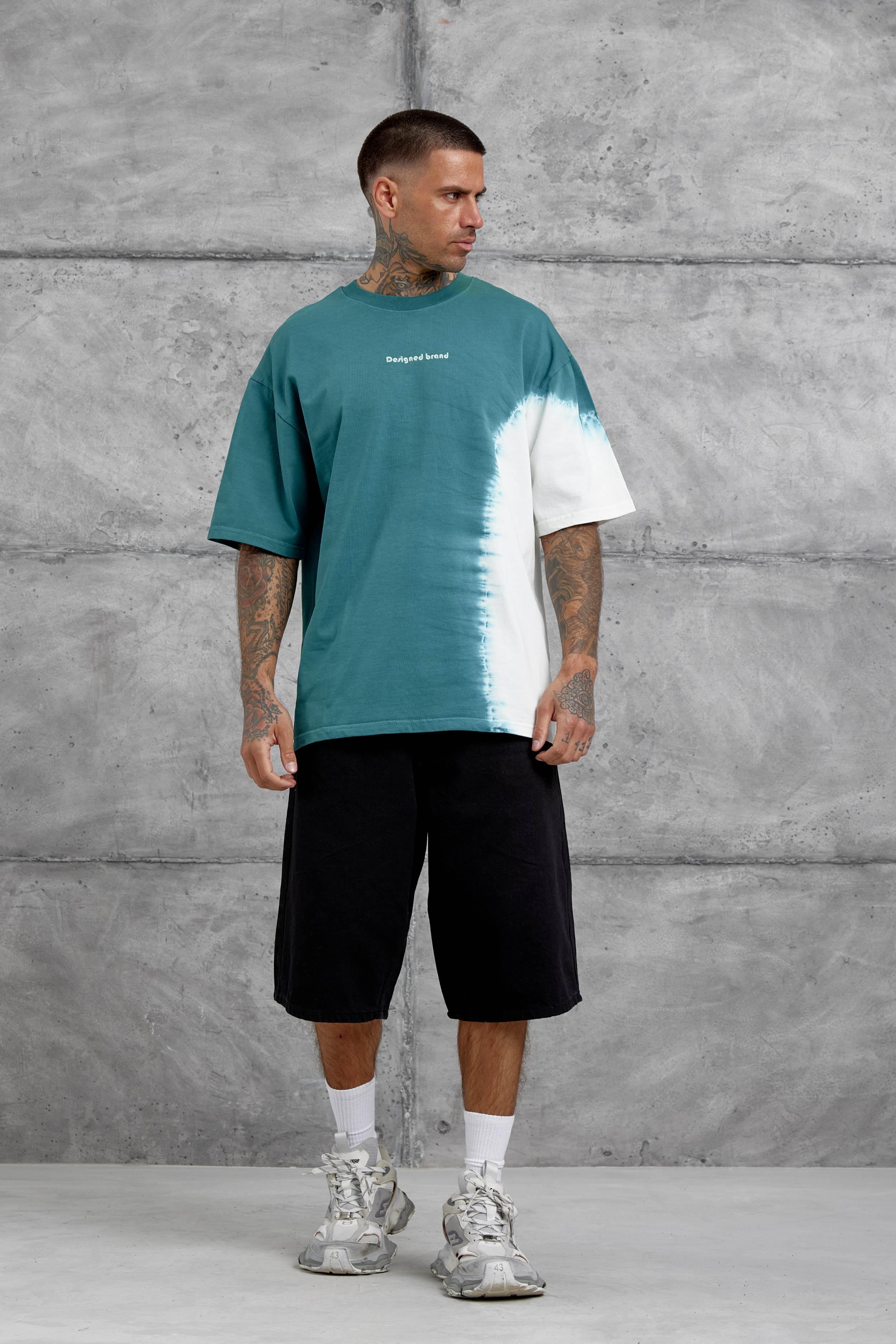 Yeşil Desinged Brand Yazılı Oversize Tshirt