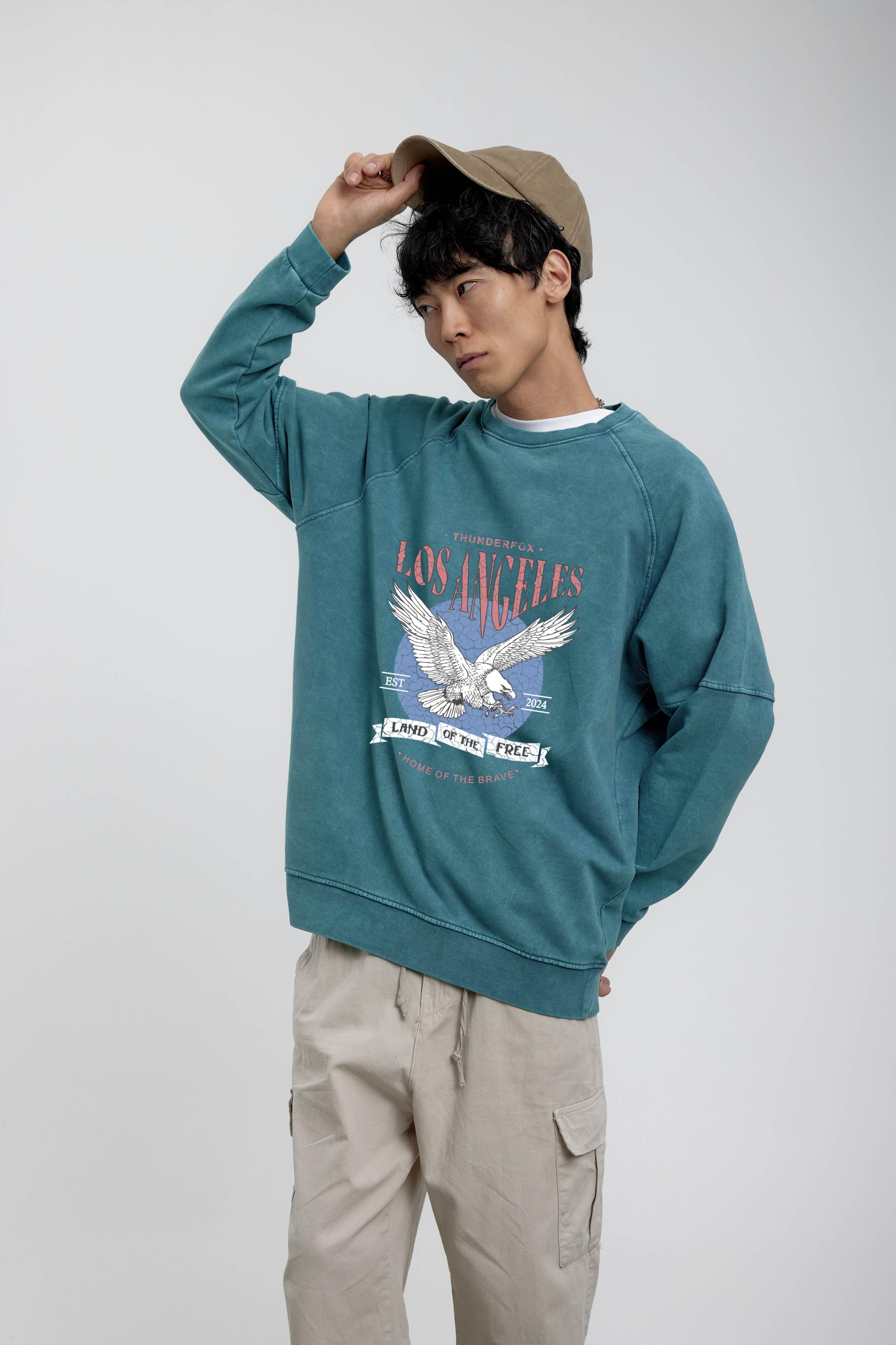 Yeşil Kartal Baskılı Sweatshirt