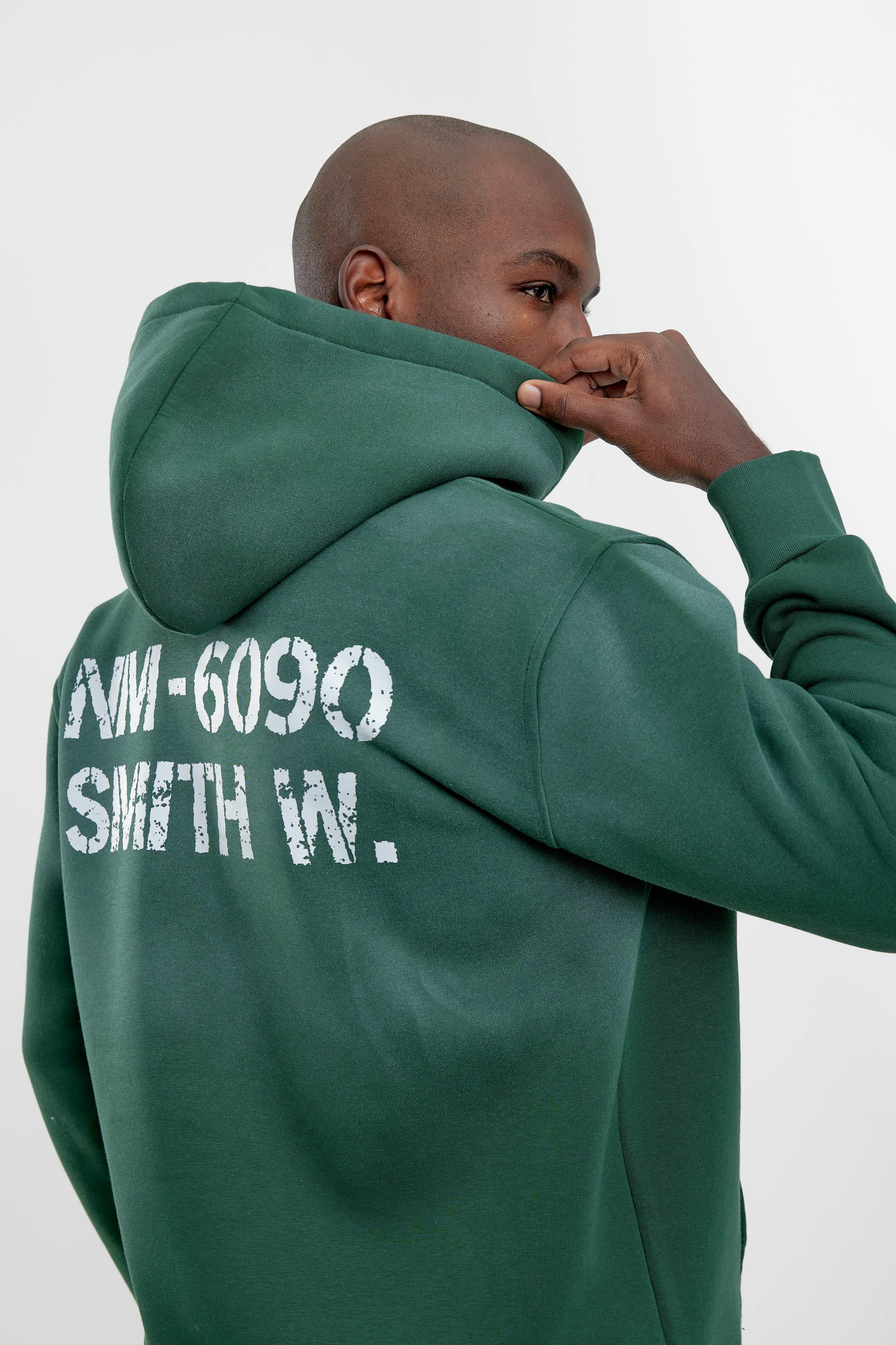 Yeşil NM-6090 Baskılı Kapüşonlu Sweatshirt