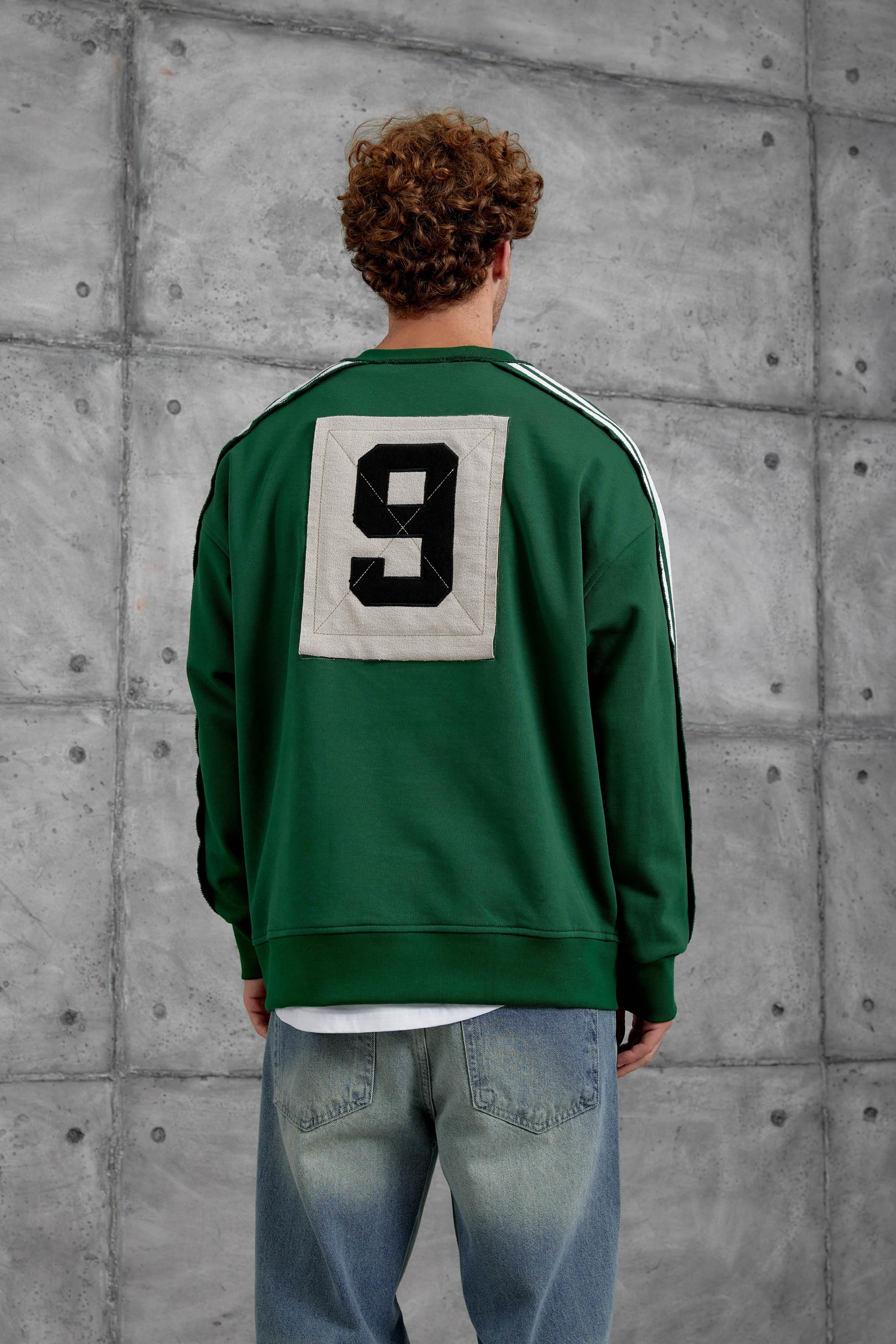 YEŞİL NMRC ŞERİT DETAYLI 9 NUMARA OVERSIZE SWEATSHIRT