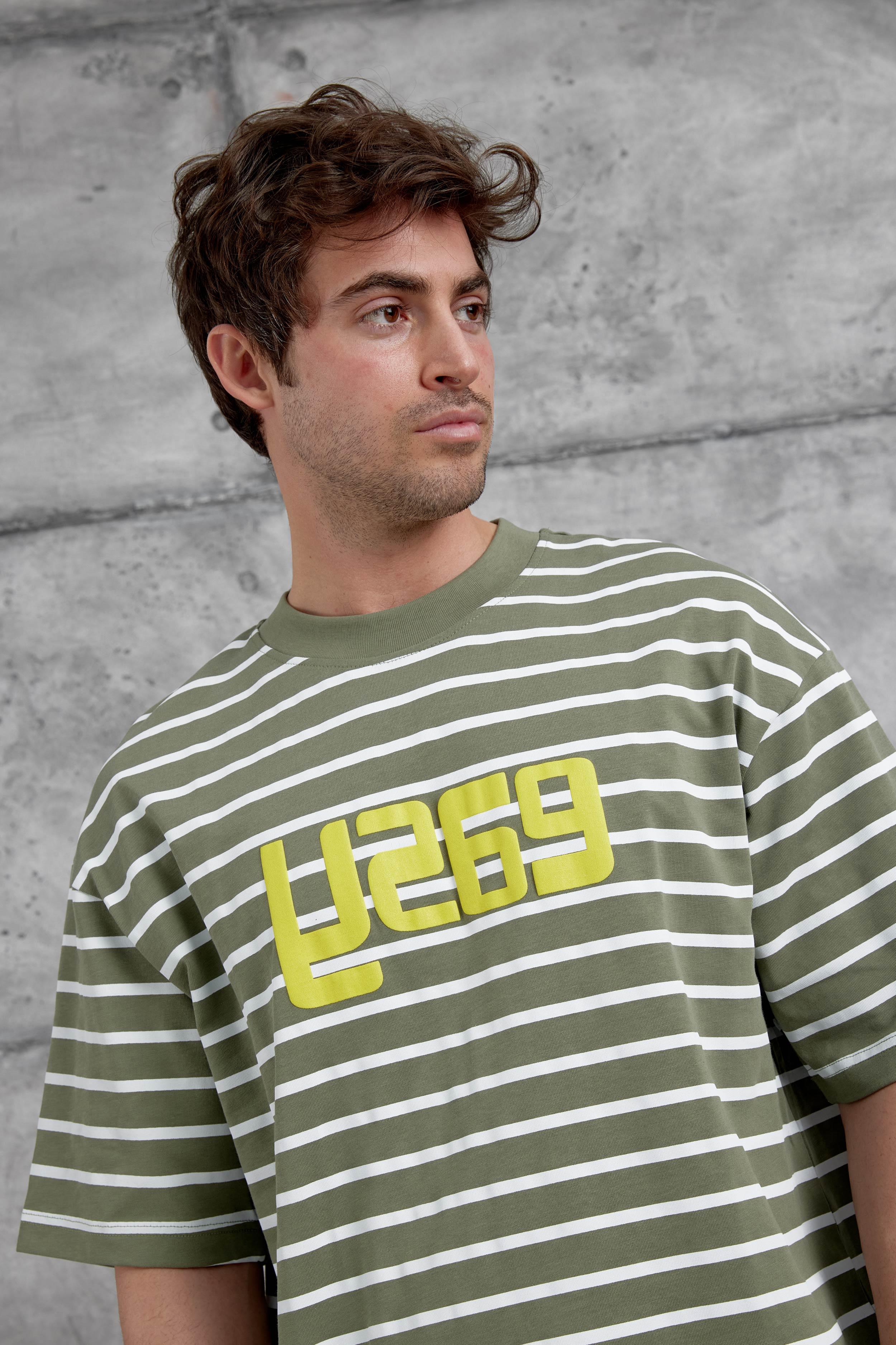 Yeşil Y269 Baskılı ve Çizgili Oversize Tshirt · 4