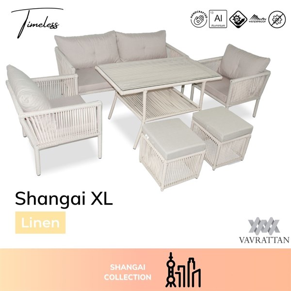 Shangai Deluxe XL Rattan Bahçe Balkon Oturma Takımı Keten