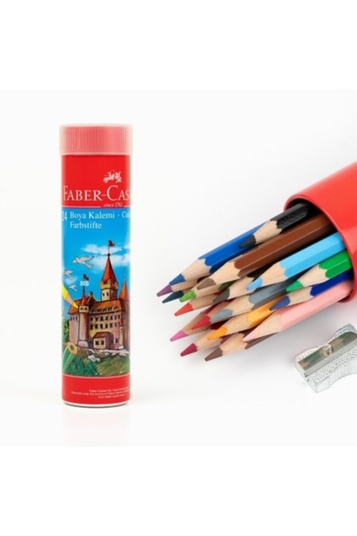 Faber Castell Faber-castell Metal Tüpte 24 Renk Tam Boy 24 Renk Kalemtraş Hediyeli