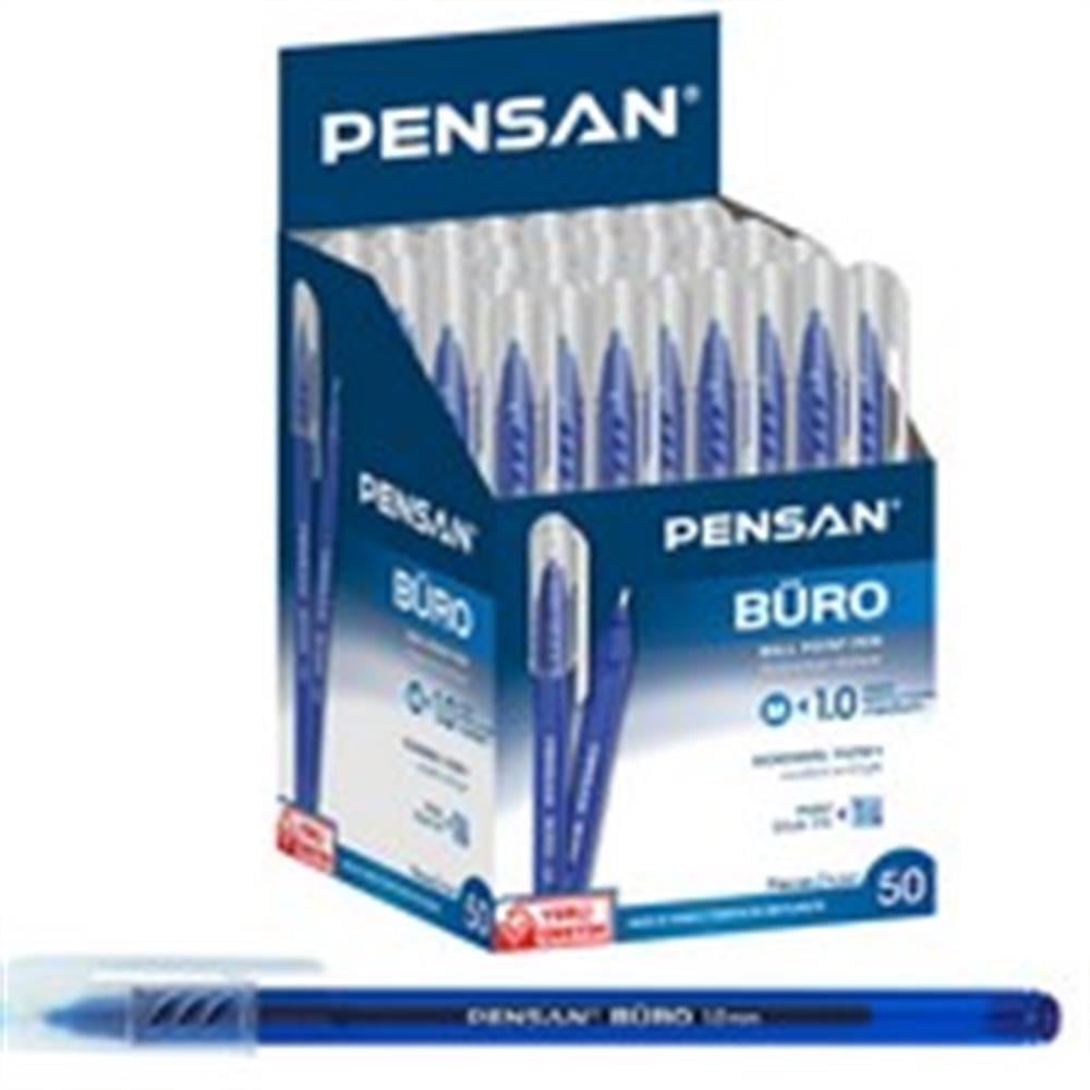 Pensan Tükenmez Kalem Büro 1 MM Mavi 50 Li