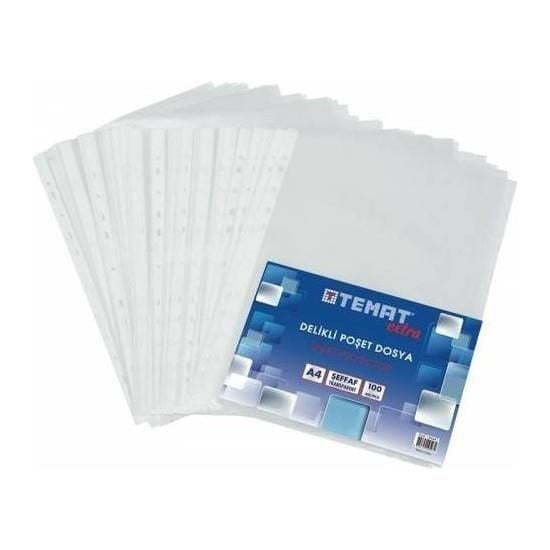 Temat Extra Delikli Poşet Dosya Şeffaf A4