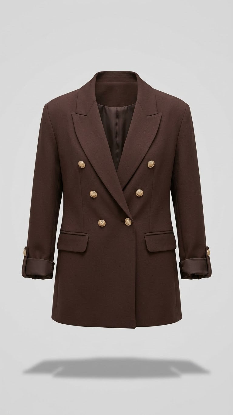 YENİ GOLD DÜĞMELİ BLAZER CEKET KAHVERENGİ