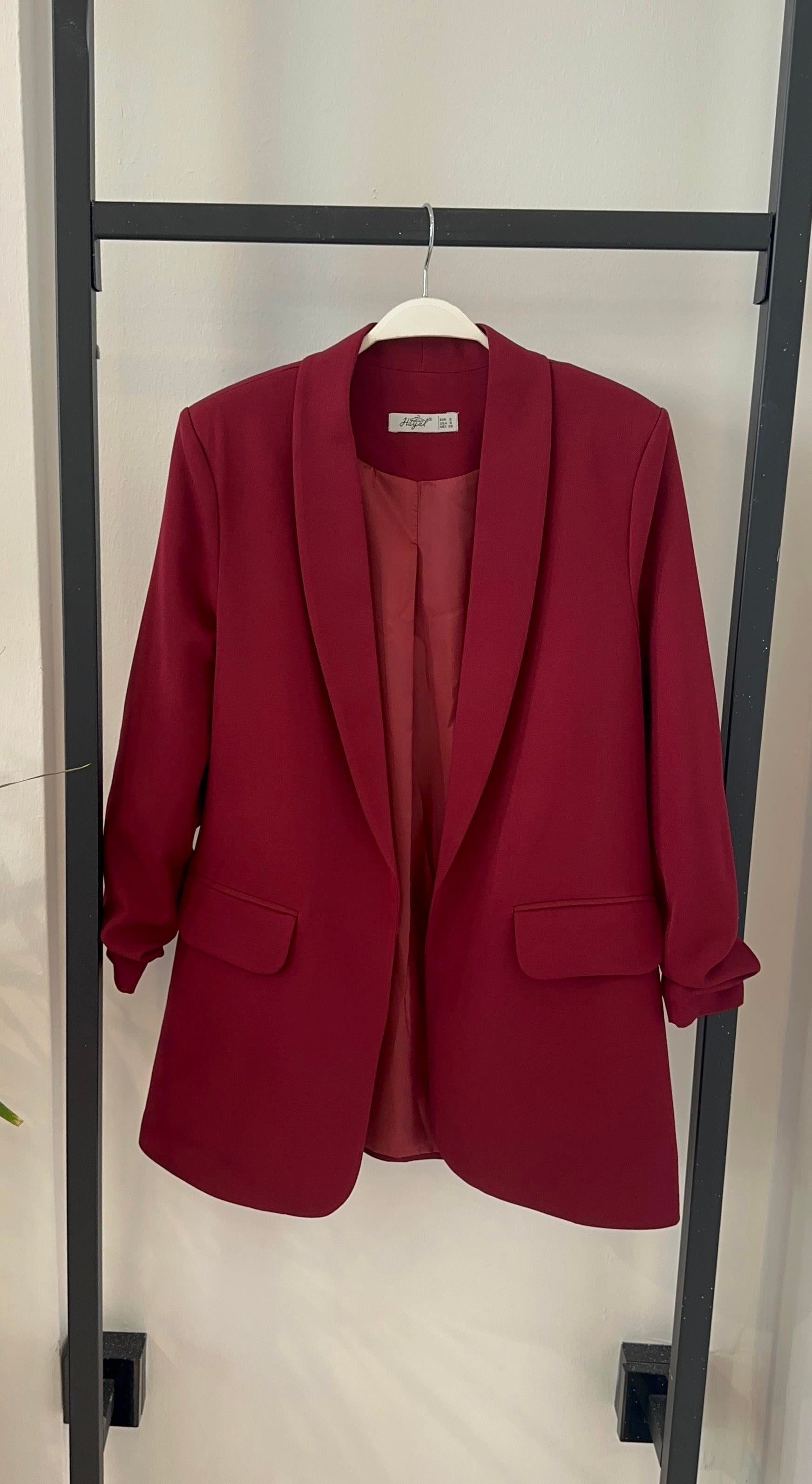 BORDO KOL BÜZGÜLÜ BLAZER CEKET