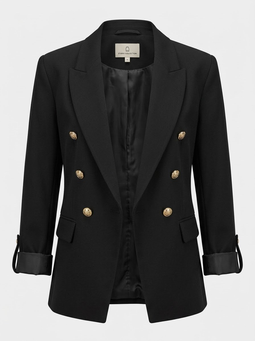 YENİ GOLD DÜĞMELİ BLAZER CEKET SİYAH