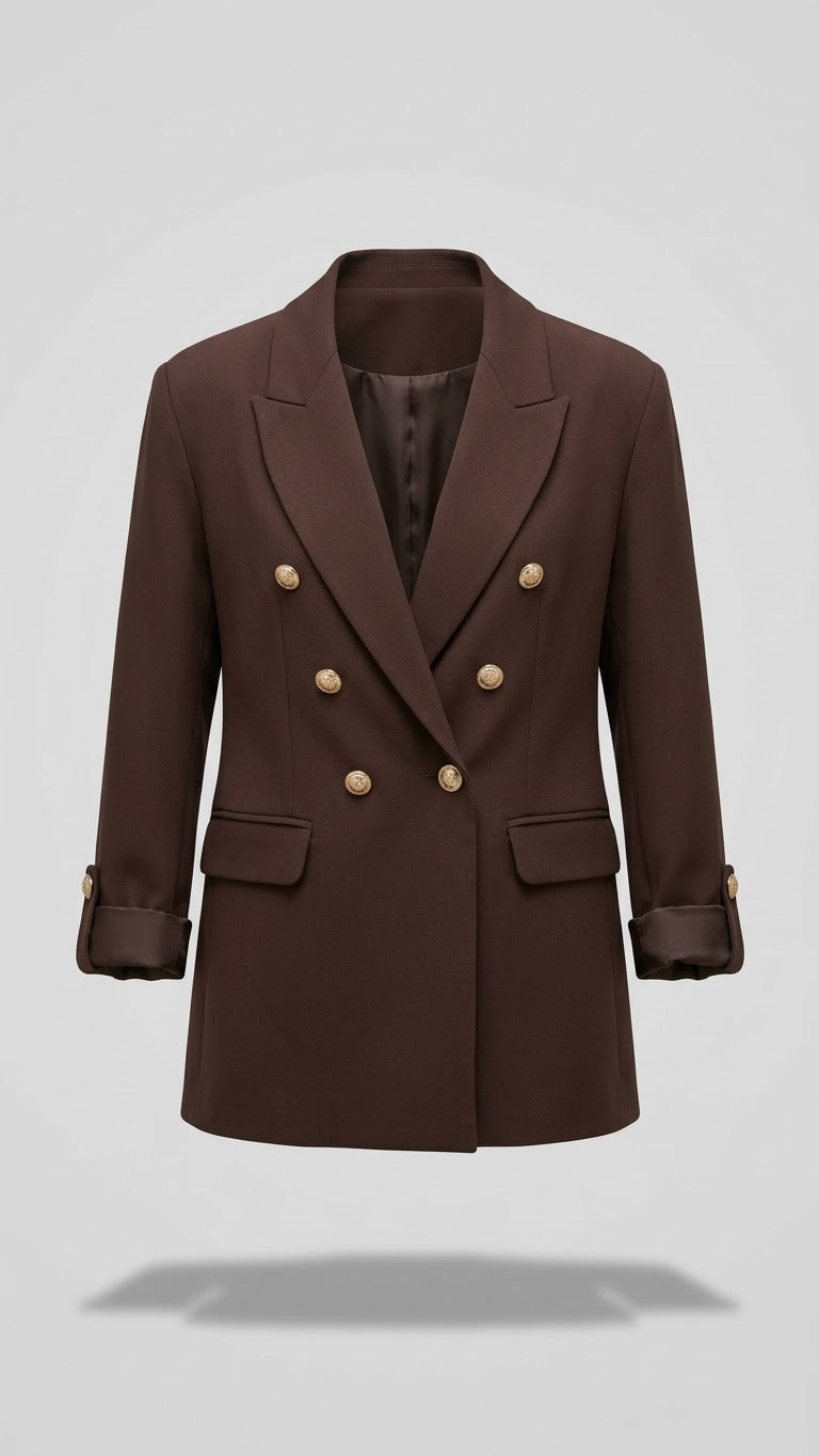 YENİ GOLD DÜĞMELİ BLAZER CEKET KAHVERENGİ