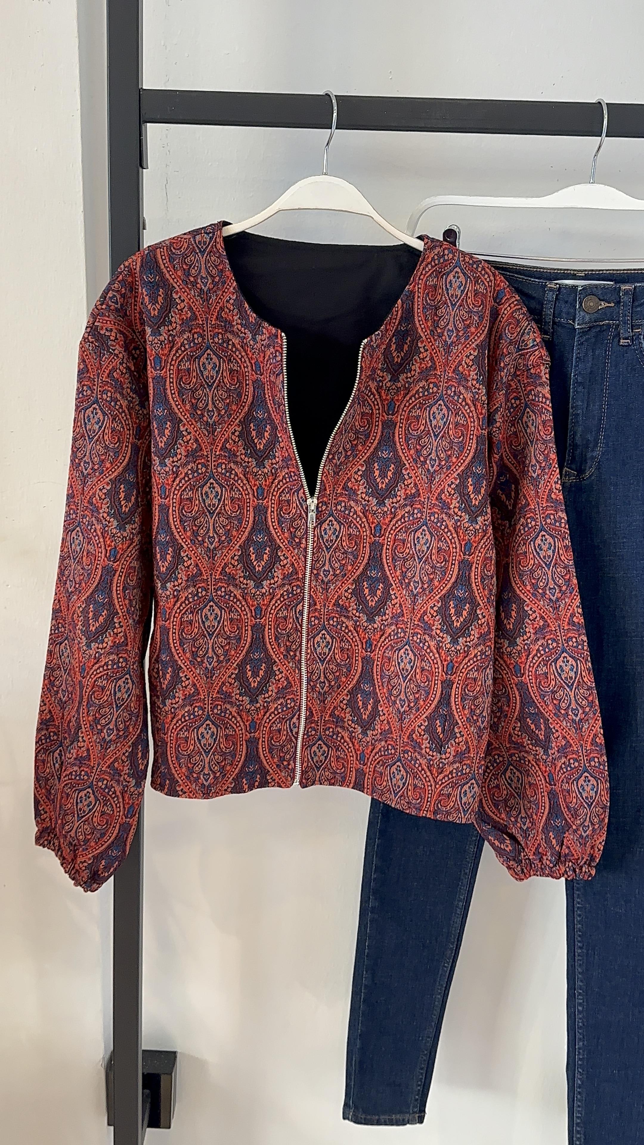 BORDO ETNİK DESEN BOMBER CEKET
