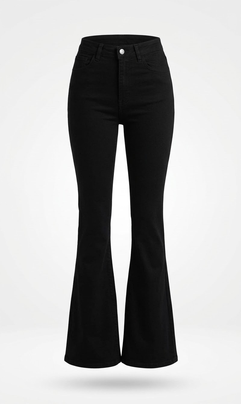 İSPANYOL PAÇA SİYAH PANTOLON RAHAT KALIP 