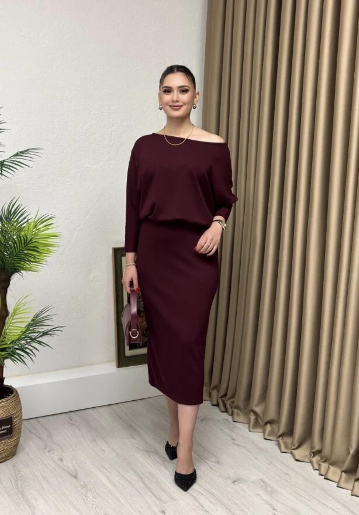 BORDO MODAL ELBİSE