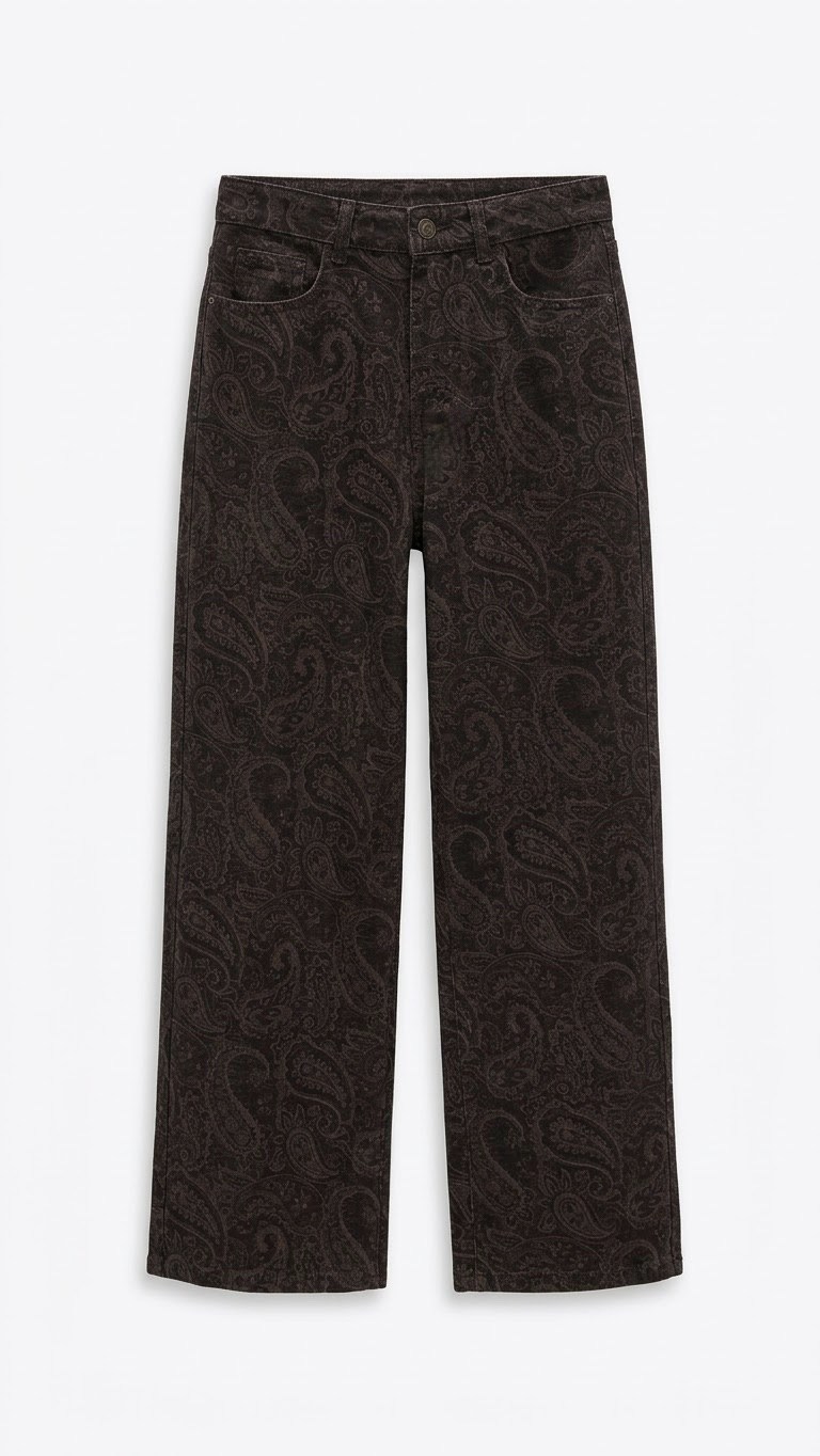 KAHVERENGİ DESENLİ KOT PANTOLON