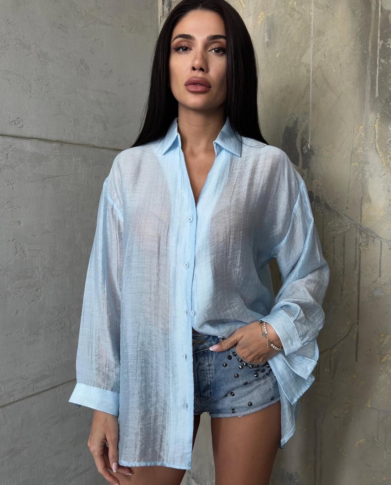 Bebe Mavi Oversize Gömlek