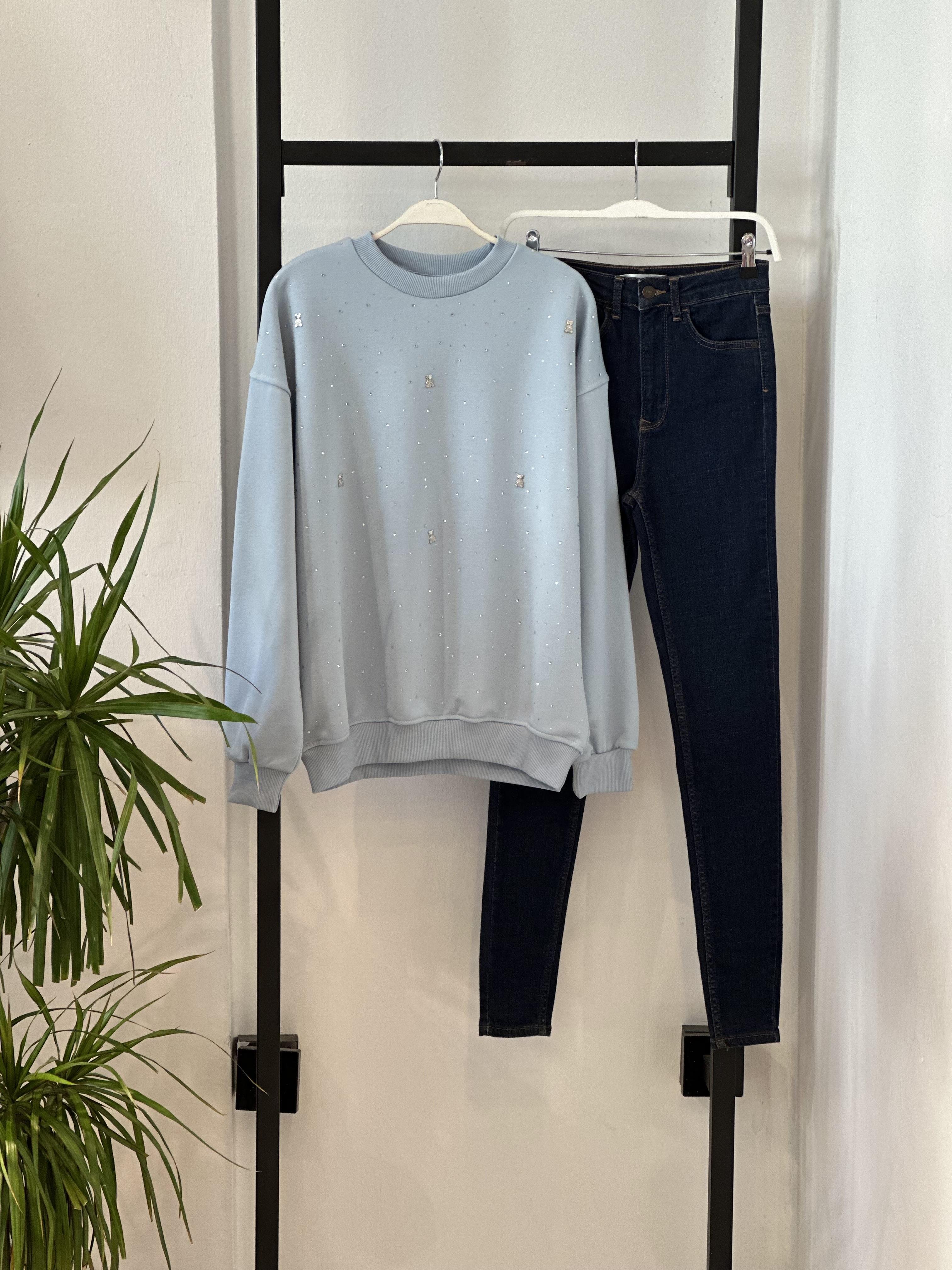 BEBE MAVİ TAŞLI SWEAT