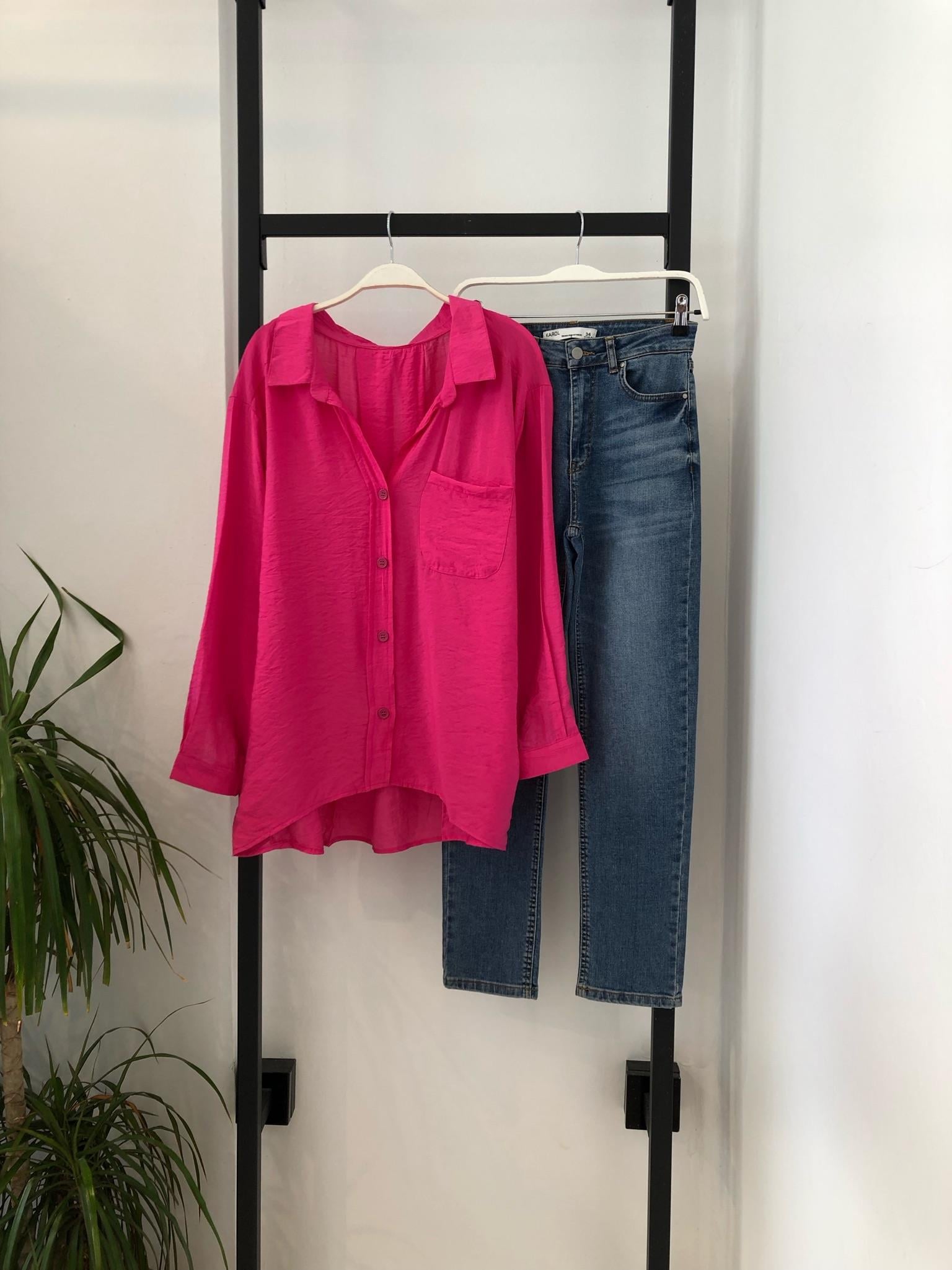Oversize Pembe Gömlek