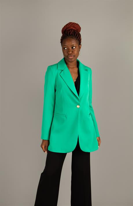 Green blazer with gold buttons best sale