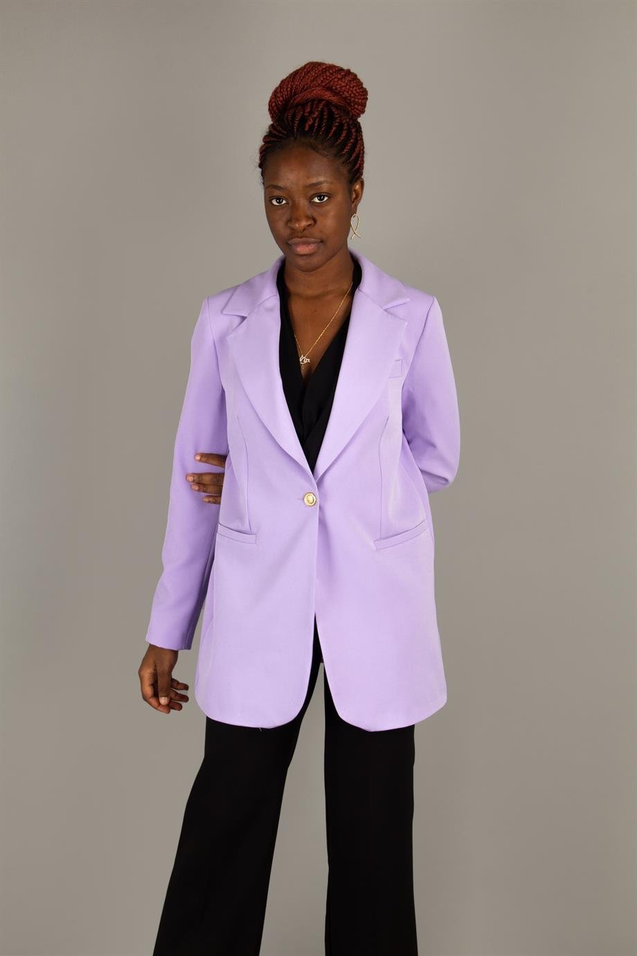 Suit Lilac Oversized Blazer Lilac Gold Button Blazer Dress