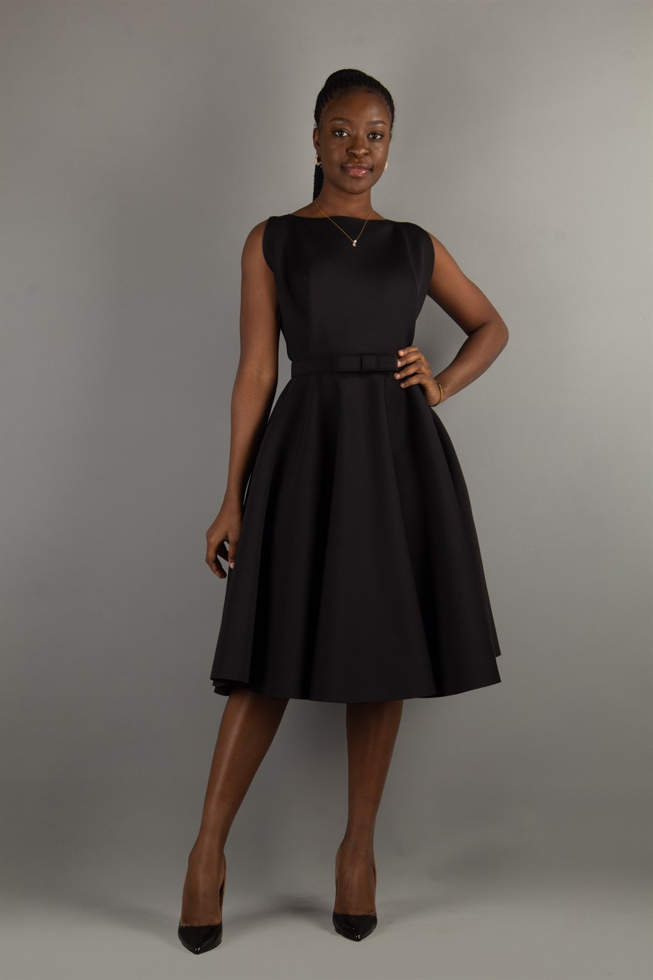 Navy Double Bow Fit and Flare Dress – ERRE Fashion