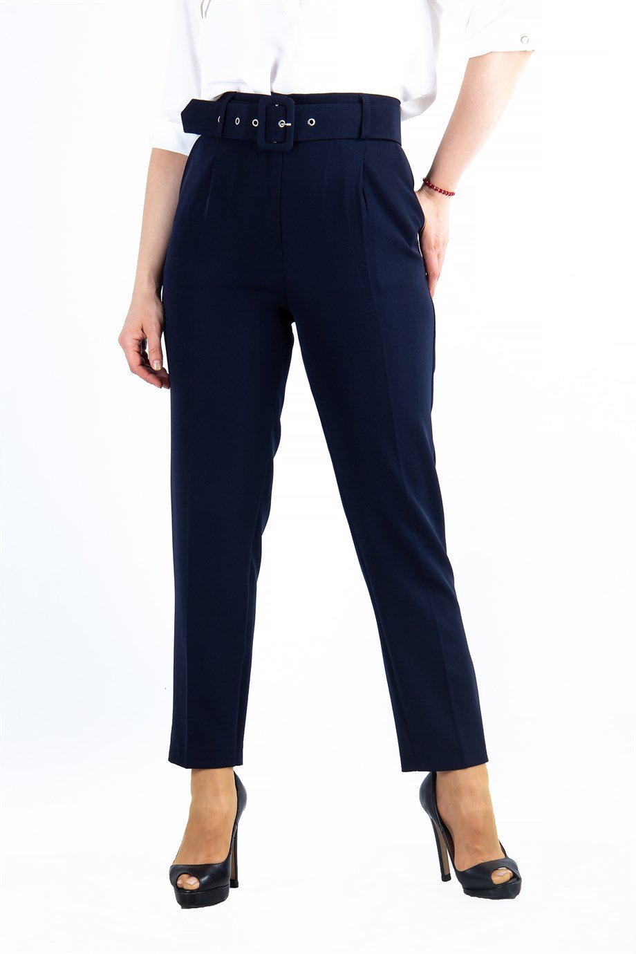 Dark blue formal trousers - Trousers - E-shop | alaindelon.co.uk