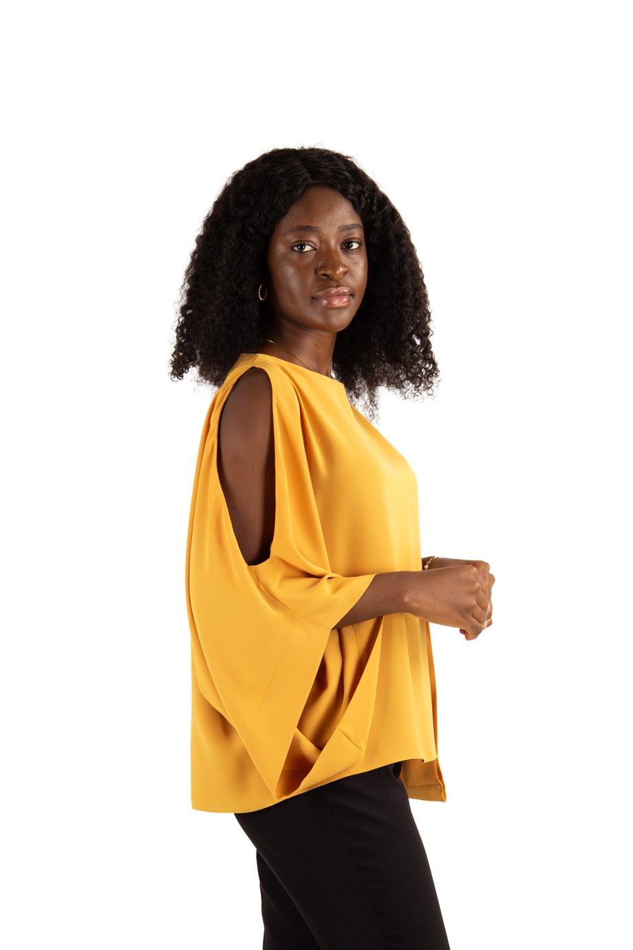 gold cold shoulder top