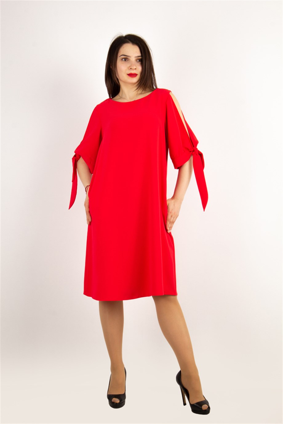 Cold shoulder top tie dress