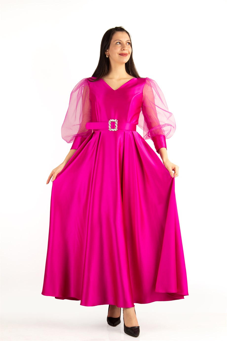 Deep Magenta Viscose Rayon Flared Sleeveless Maxi Dress Online FABKU20819  FABANZA UK