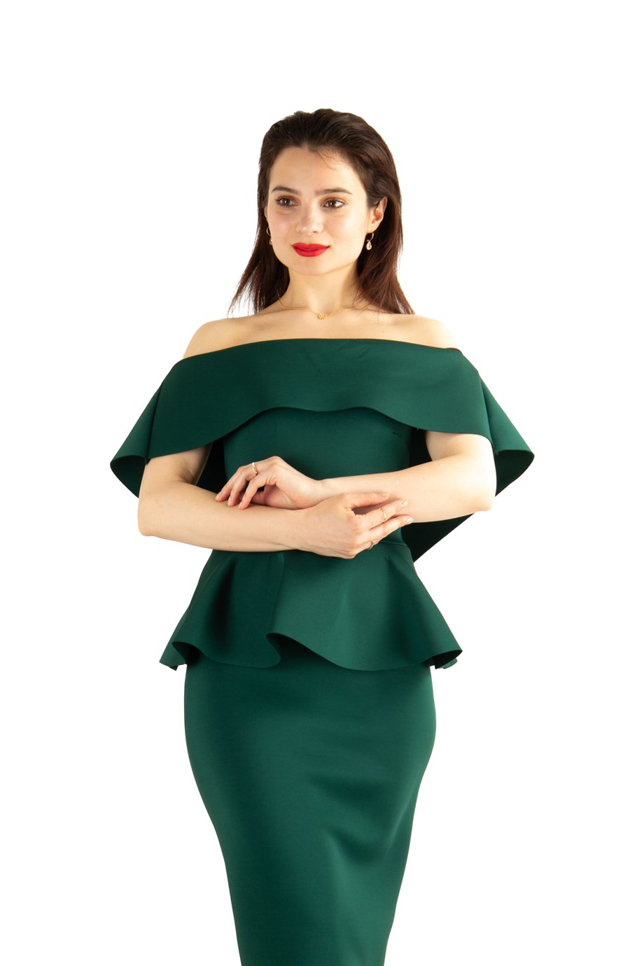 Emerald green top peplum dress