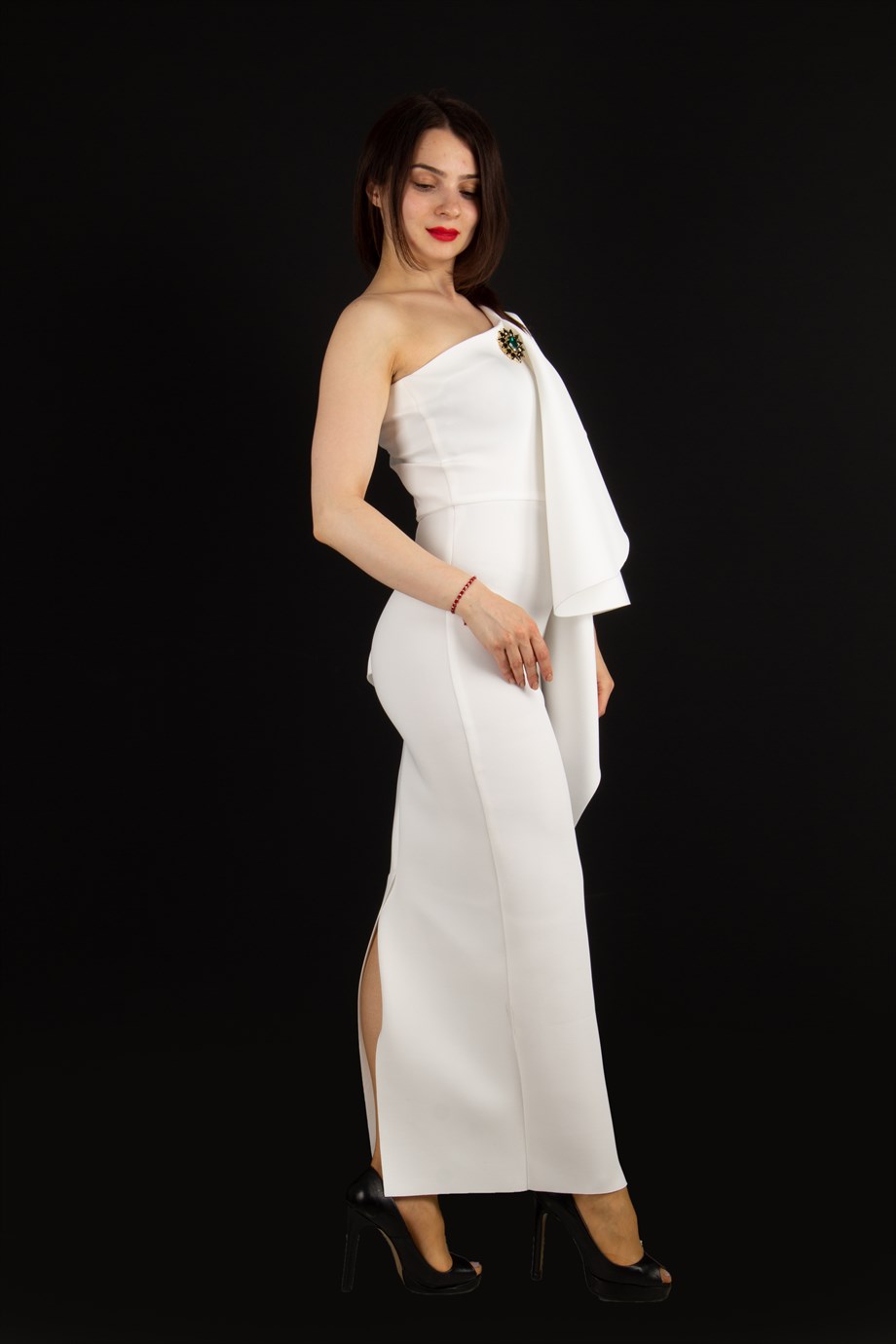 white scuba maxi dress