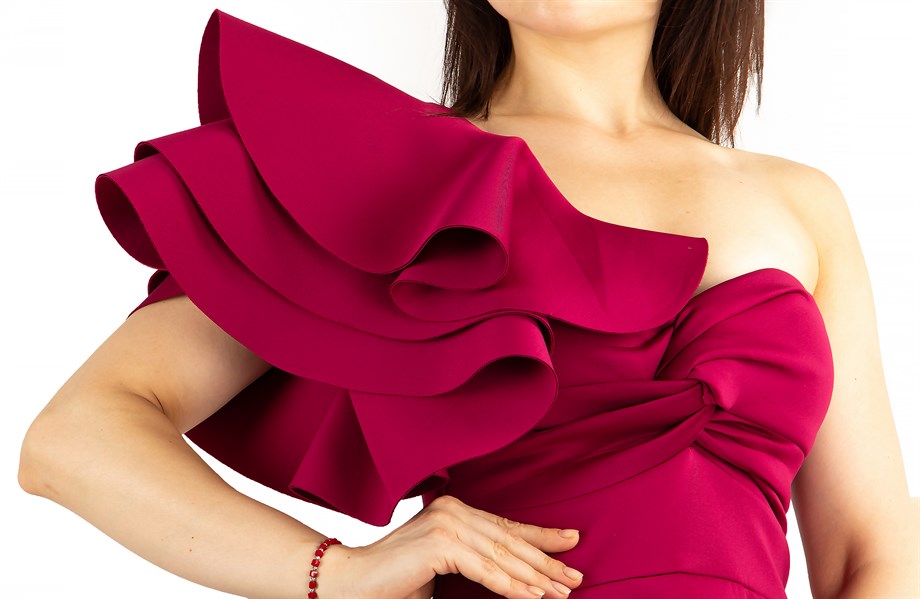 Gas Up Burgundy One-Shoulder Ruffled Peplum Top